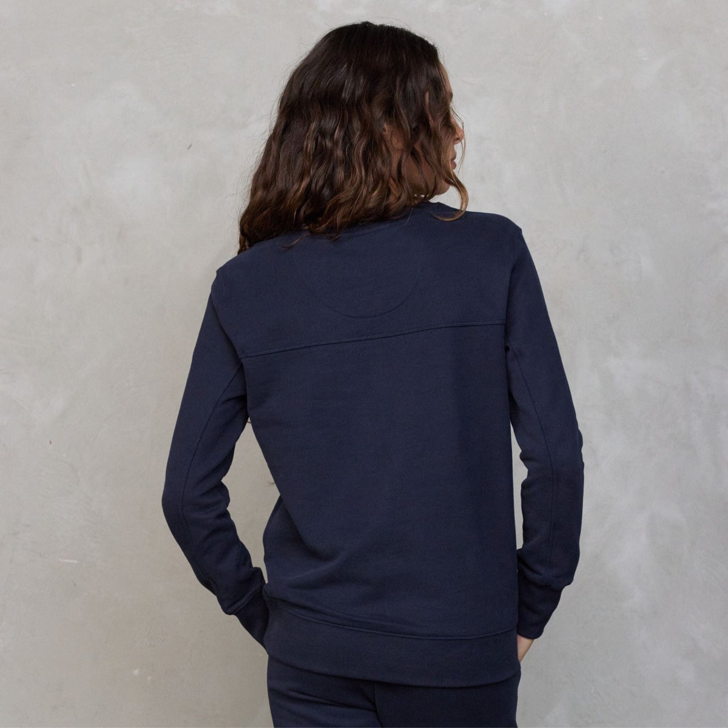 Chloe Lux Touch Sweater Navy pants Organic Crew