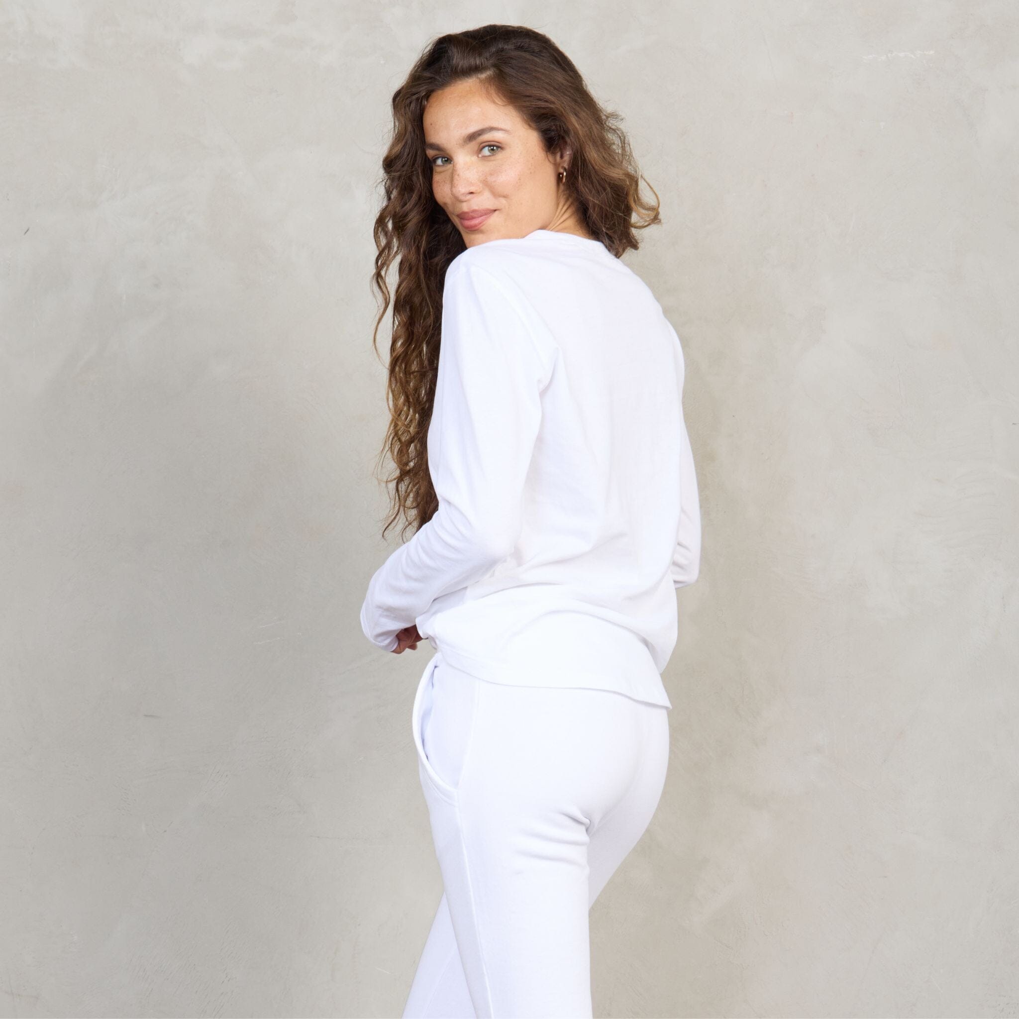 Lily Organic Cotton Long Sleeve Tee White l/s tee Organic Crew