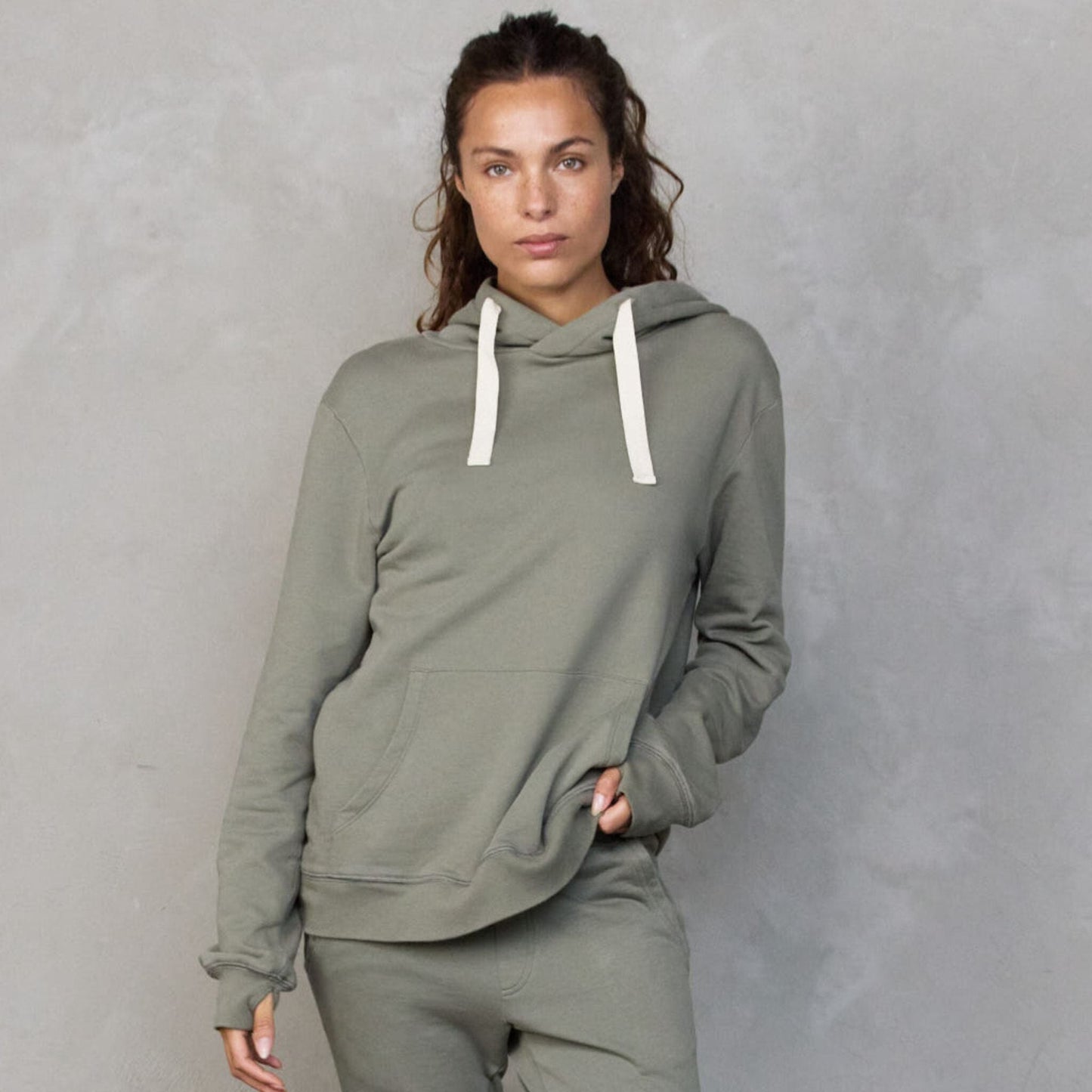 Hoodie Khaki Sweater Organic Crew