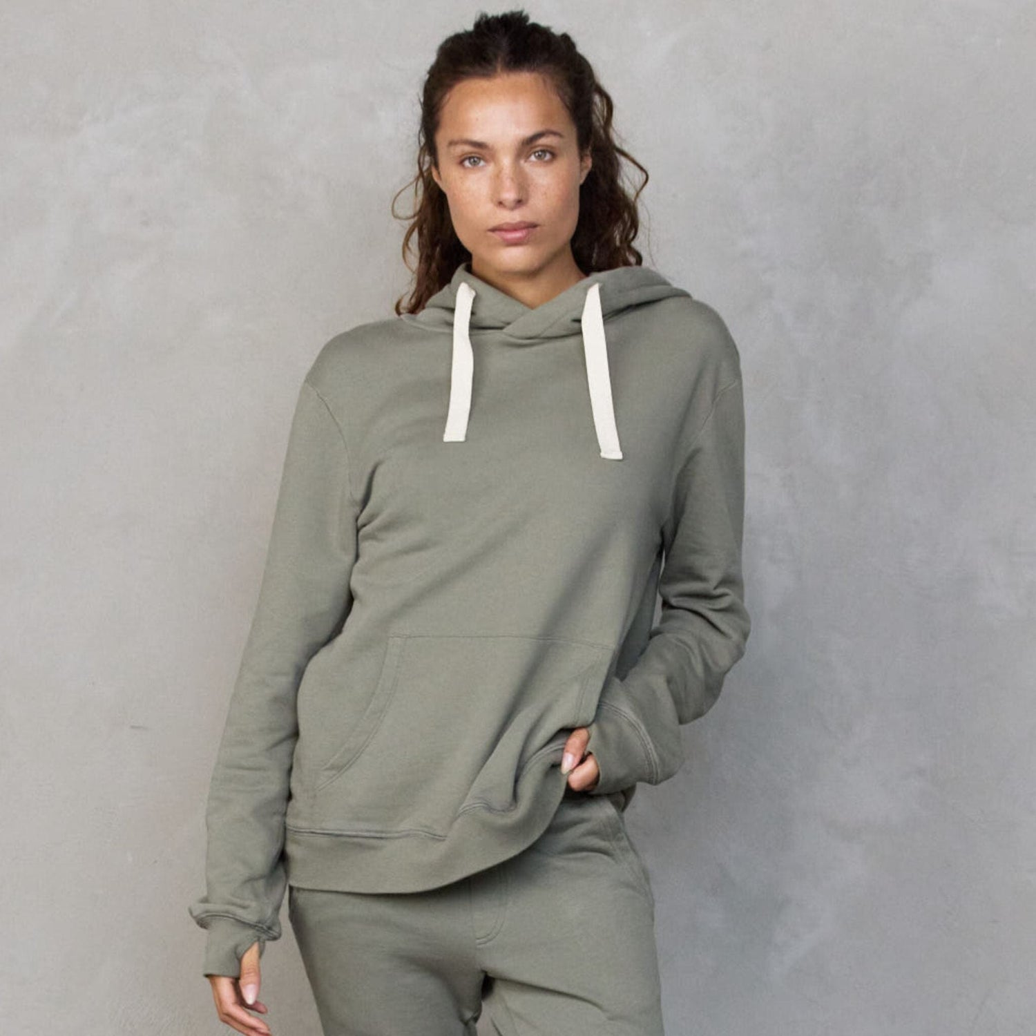 Hoodie Khaki Sweater Organic Crew