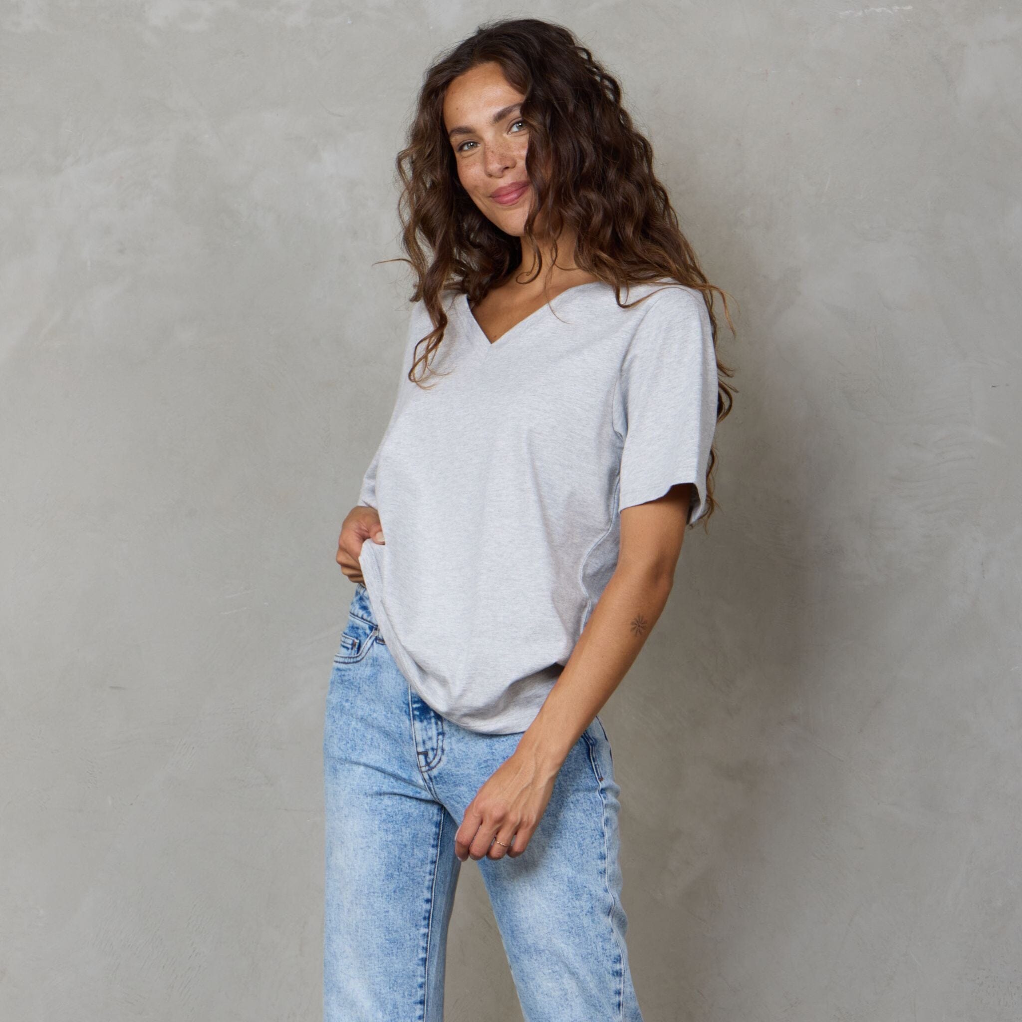 Vie Organic Cotton Tee Grey Tee Shirt Organic Crew