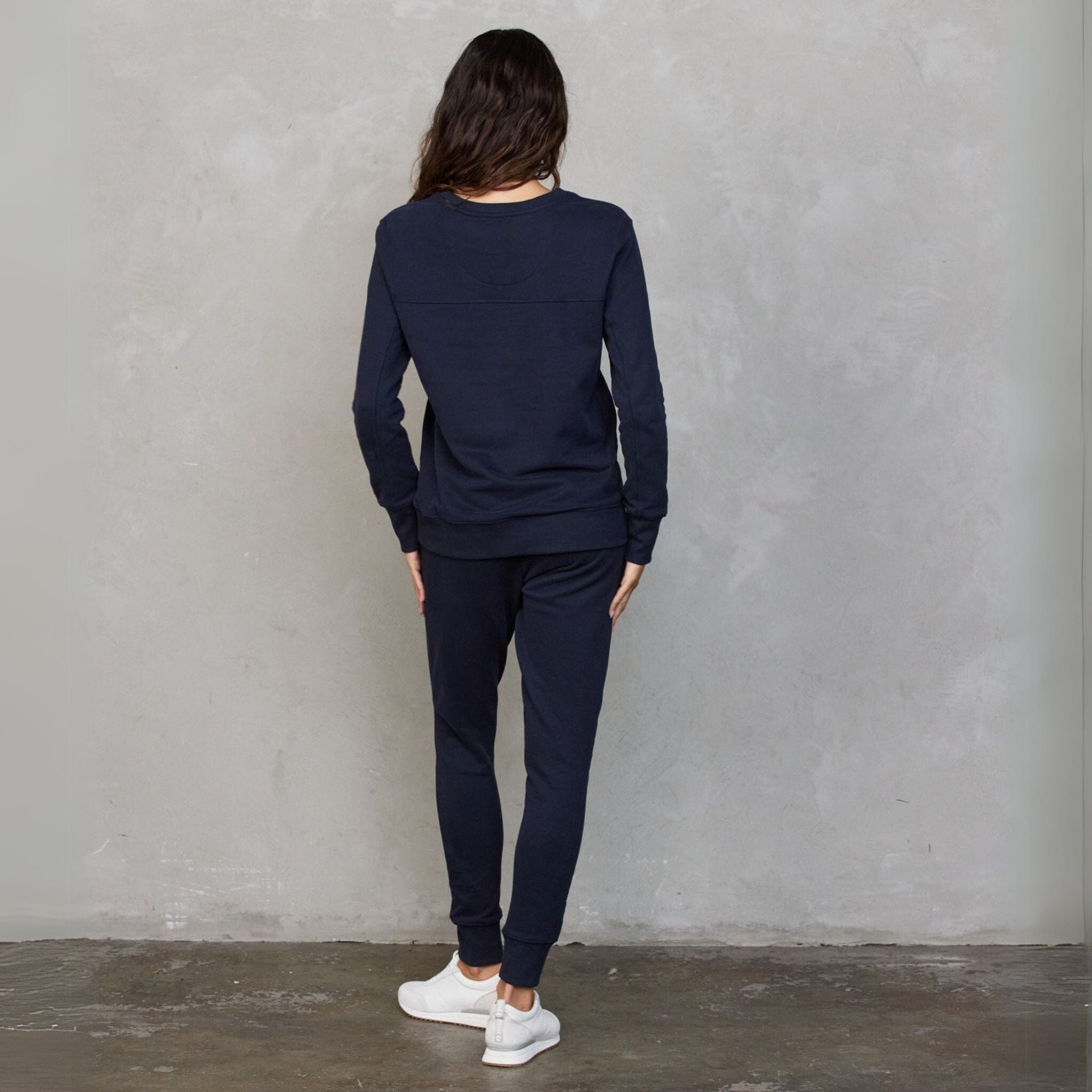 Chloe Lux Touch Sweater Navy pants Organic Crew
