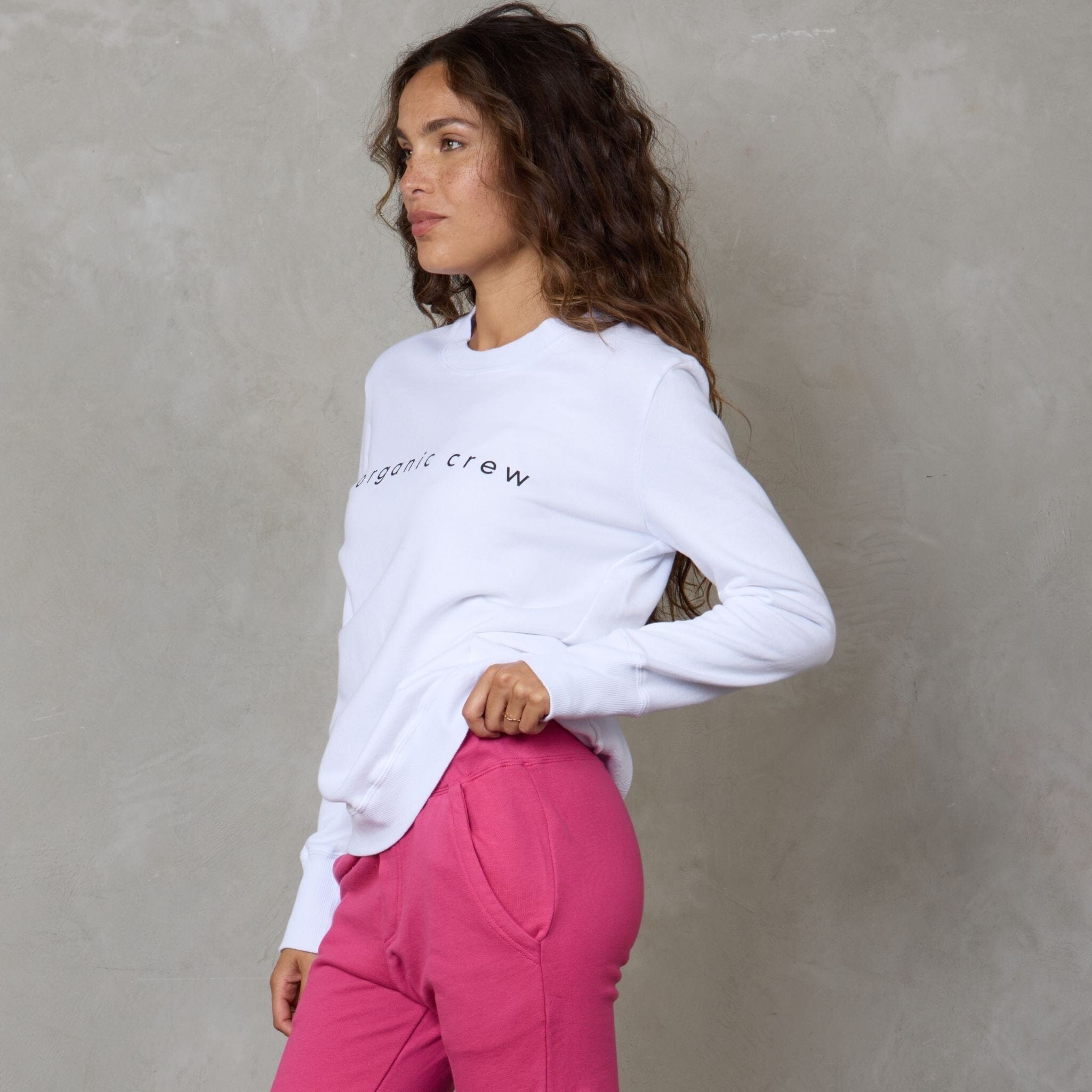 Boyfriend Organic Cotton Sweater Logo White Sweater Organic Crew