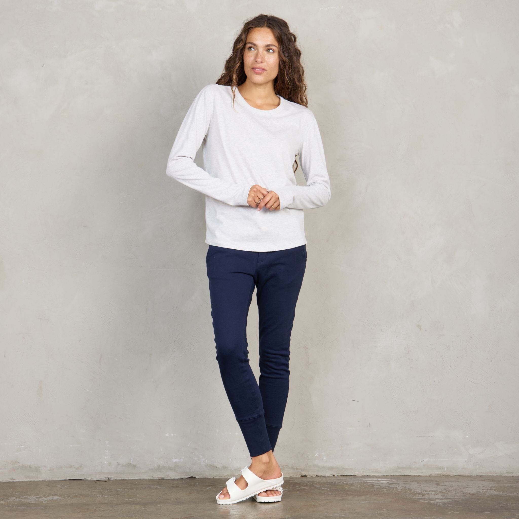 Lily Organic Cotton Long Sleeve Tee Grey Marle l/s tee Organic Crew