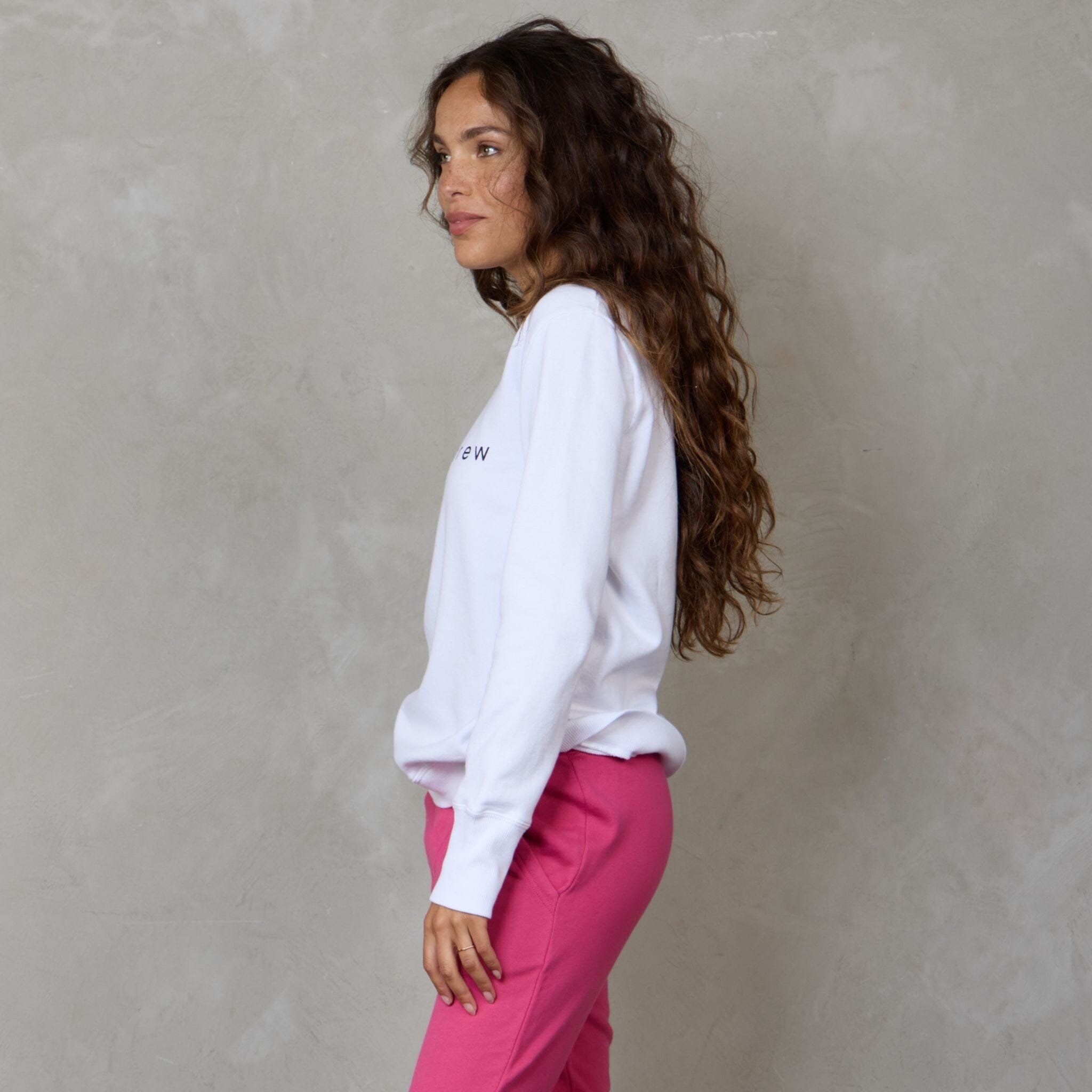 Boyfriend Organic Cotton Sweater Logo White Sweater Organic Crew