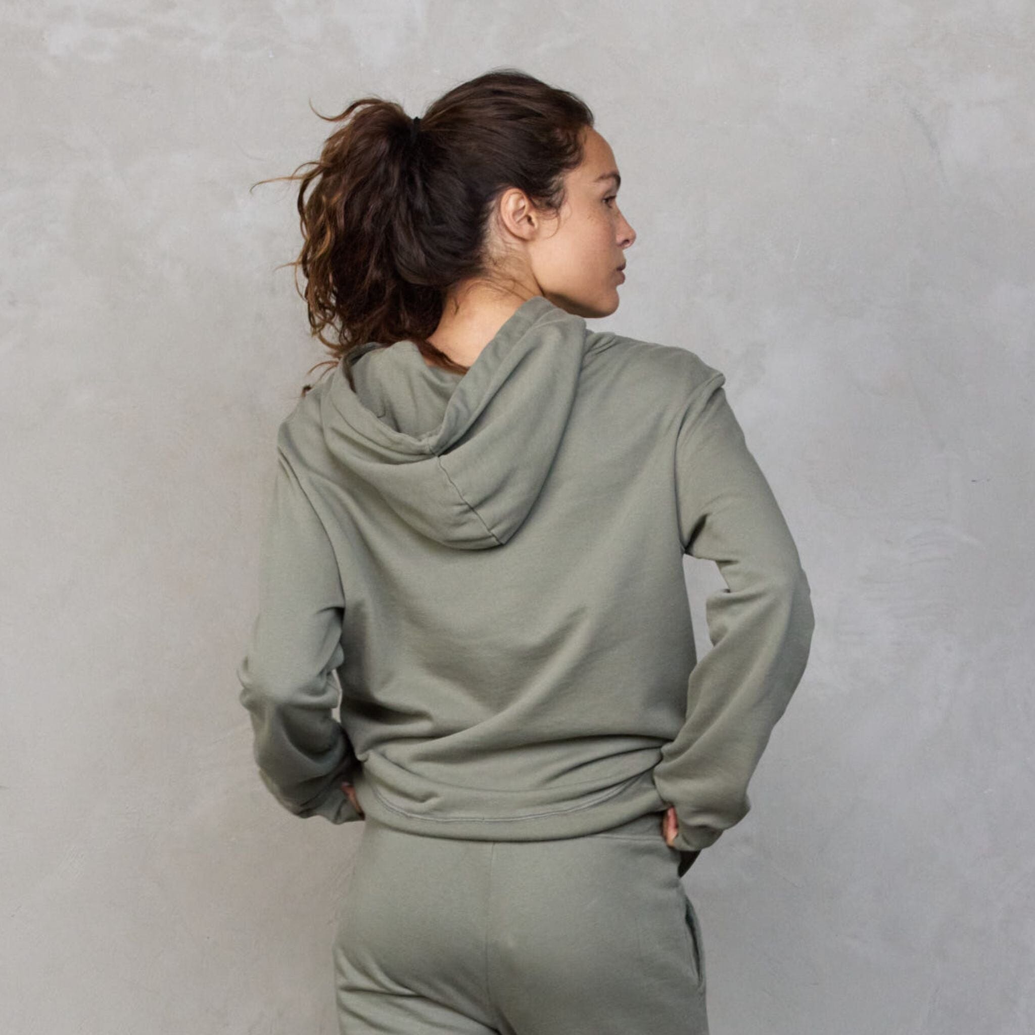 Hoodie Khaki Sweater Organic Crew