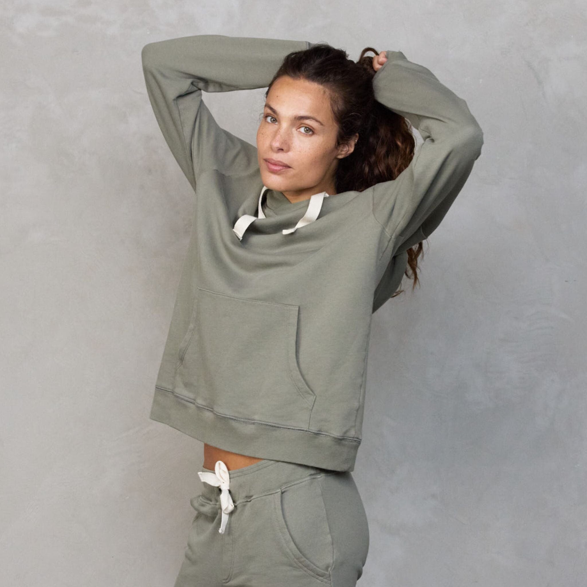 Hoodie Khaki Sweater Organic Crew