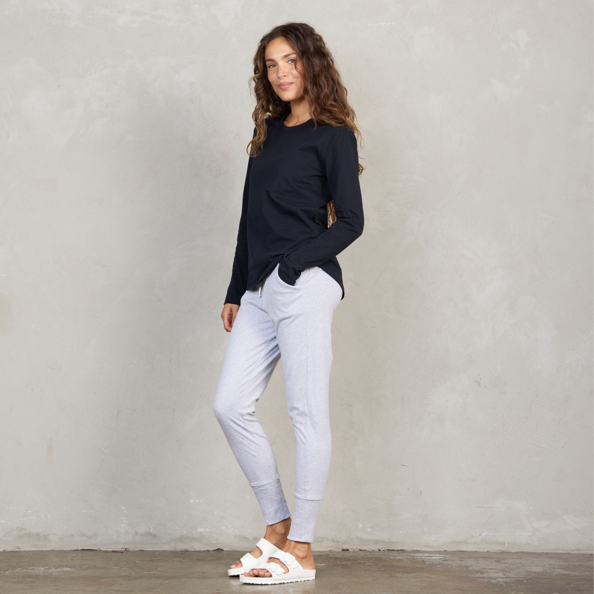 Lily Organic Cotton Long Sleeve Tee Black l/s tee Organic Crew