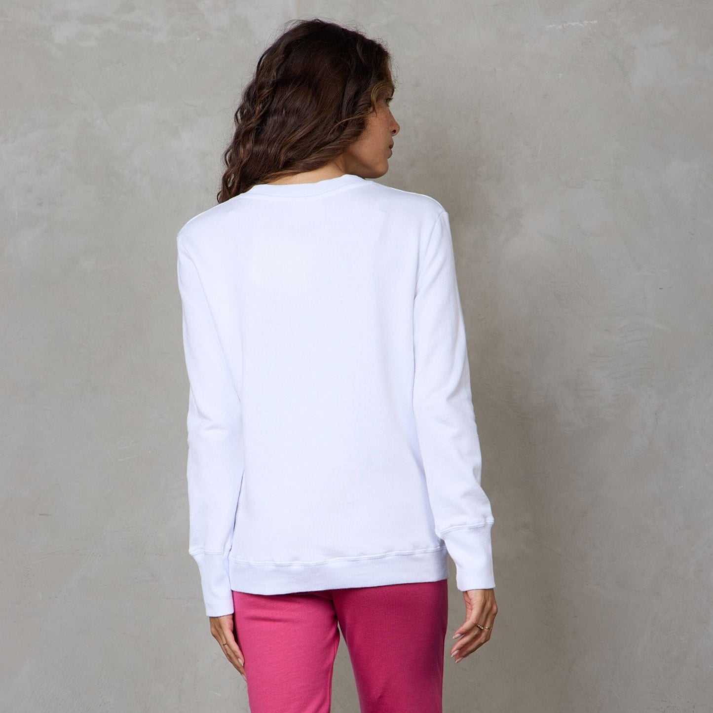 Boyfriend Organic Cotton Sweater Logo White Sweater Organic Crew