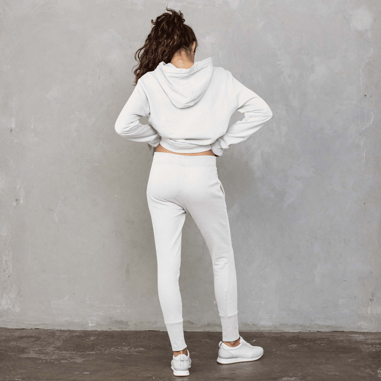 Slouchy Hoodie White with Red Drawstring Sweater Organic Crew