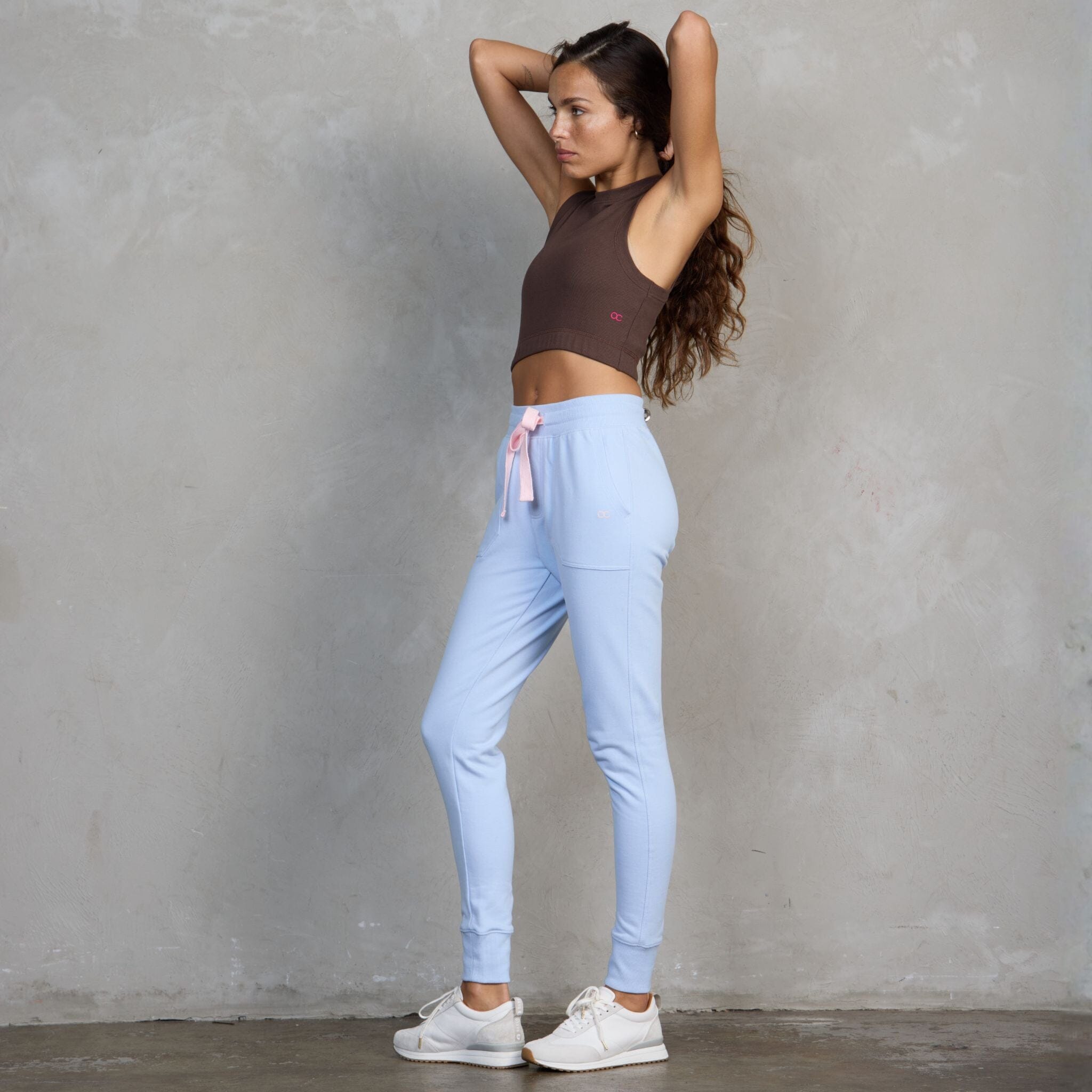 Chloe Organic Cotton Lux Touch Jogger Baby Blue pants Organic Crew