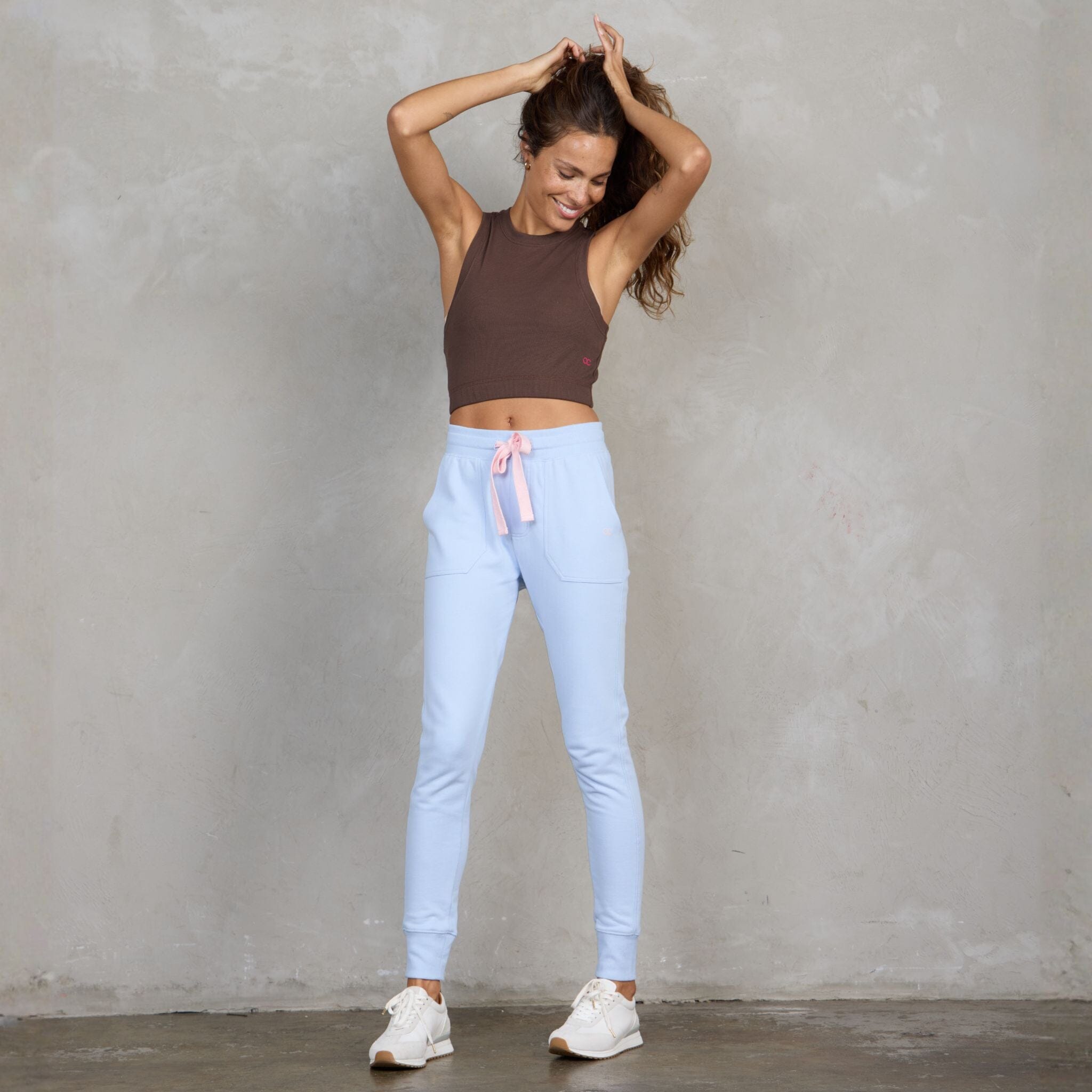 Chloe Organic Cotton Lux Touch Jogger Baby Blue pants Organic Crew