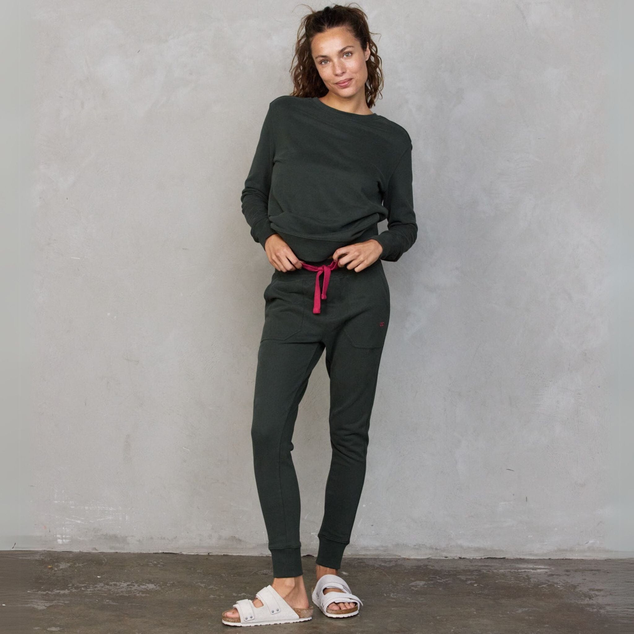 Chloe Lux Jogger Deep Khaki pants Organic Crew