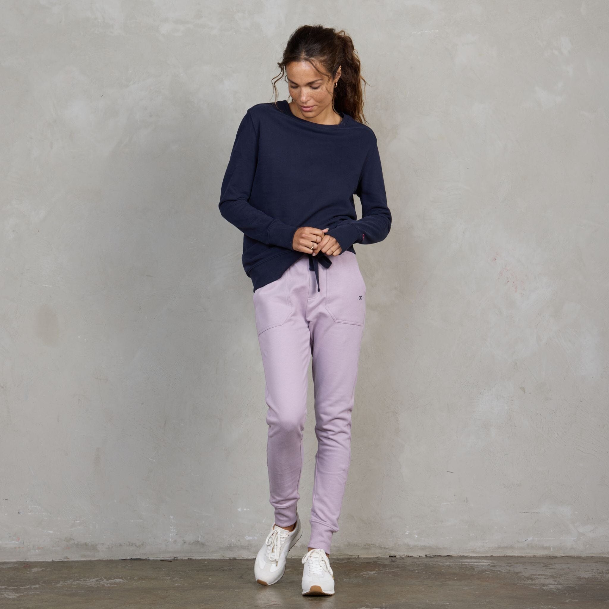 Chloe Organic Cotton Lux Touch Jogger Dusty Rose pants Organic Crew