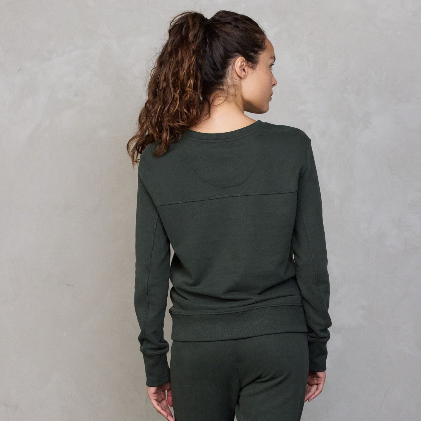 Chloe Lux Touch Sweater Deep Khaki pants Organic Crew