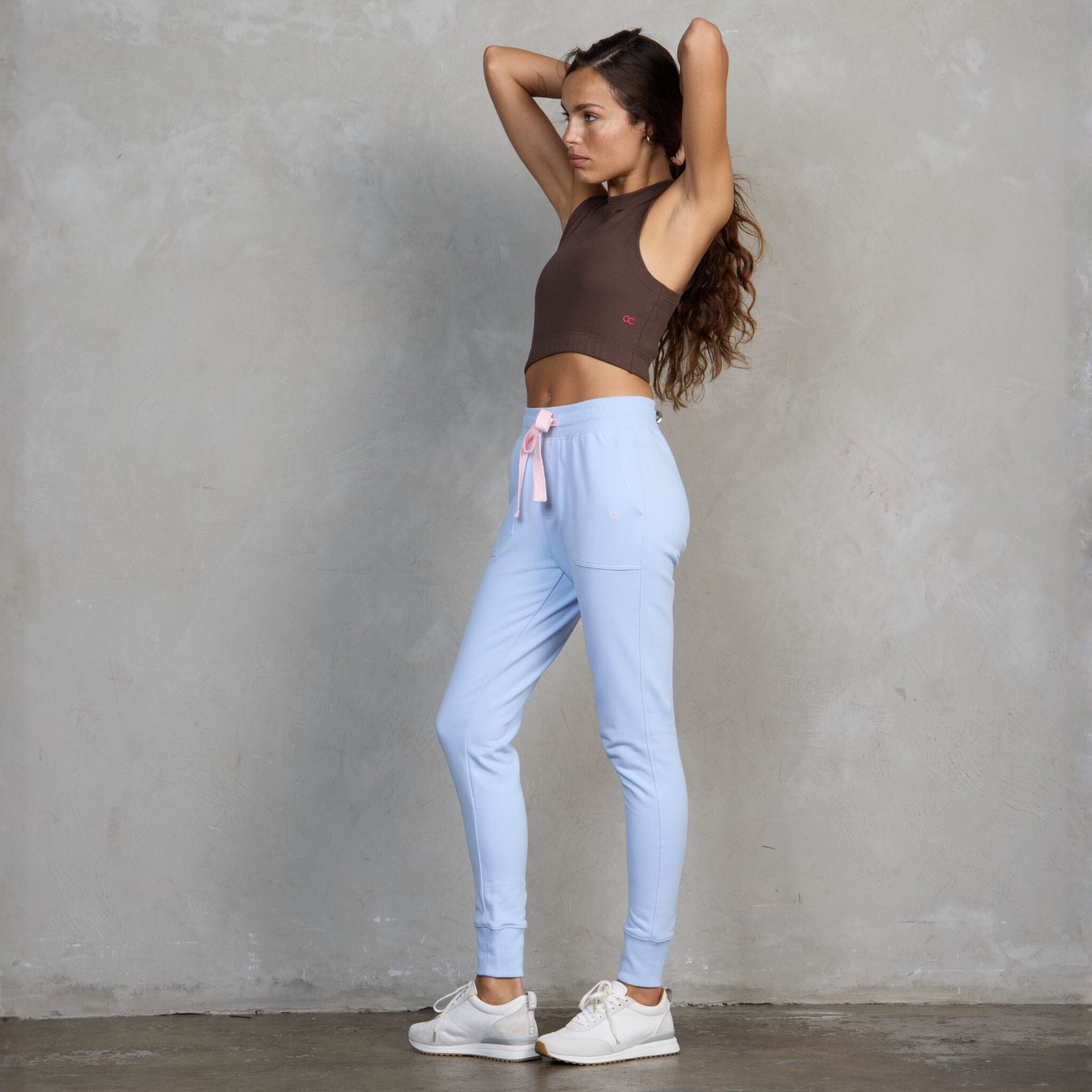 Chloe Organic Cotton Lux Touch Jogger Baby Blue pants Organic Crew
