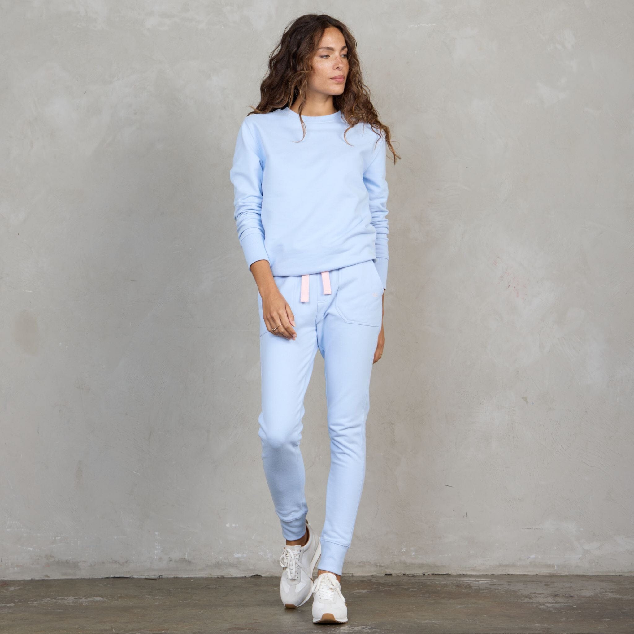 Chloe Organic Cotton Lux Touch Jogger Baby Blue pants Organic Crew