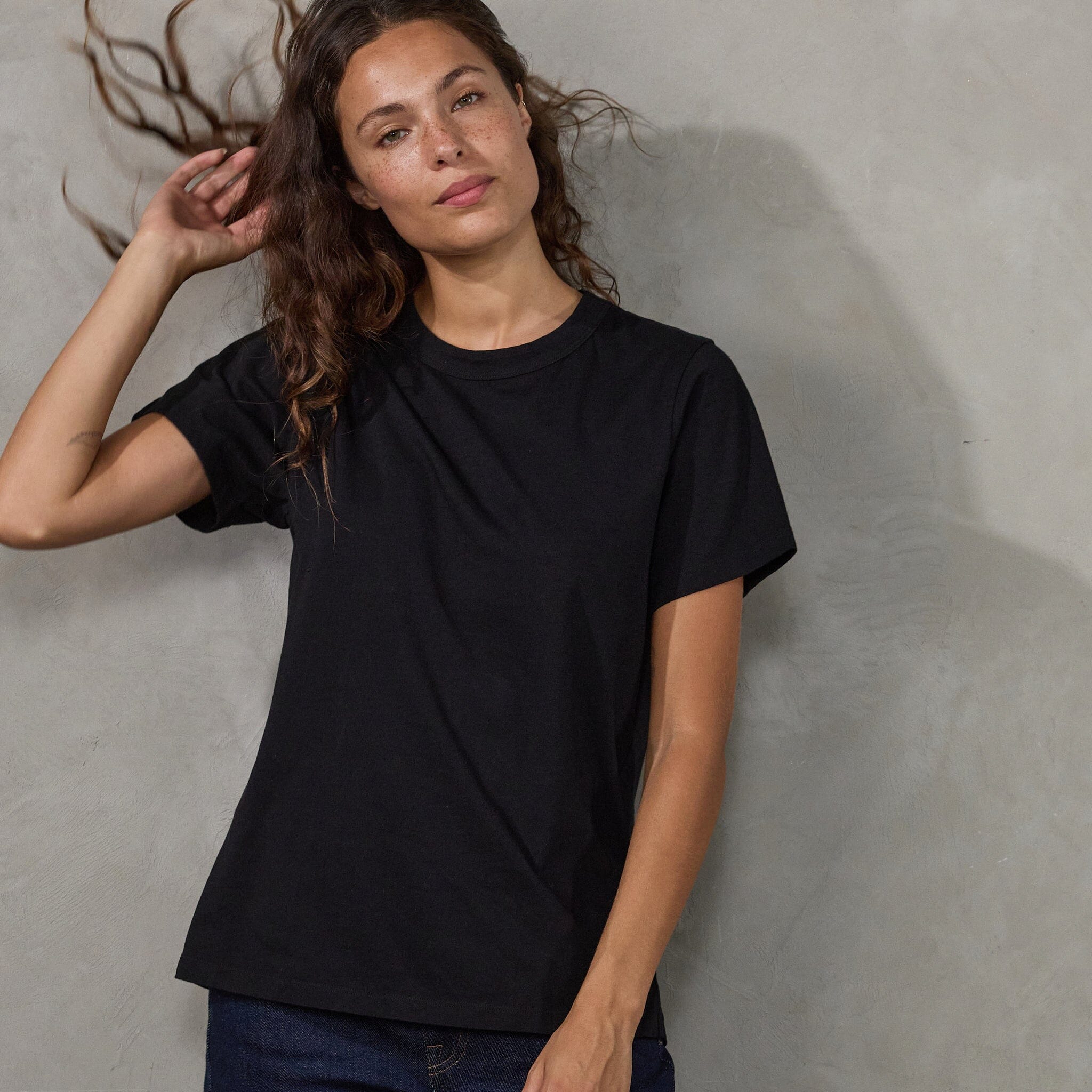 Boyfriend Tee Black Tee Shirt Organic Crew