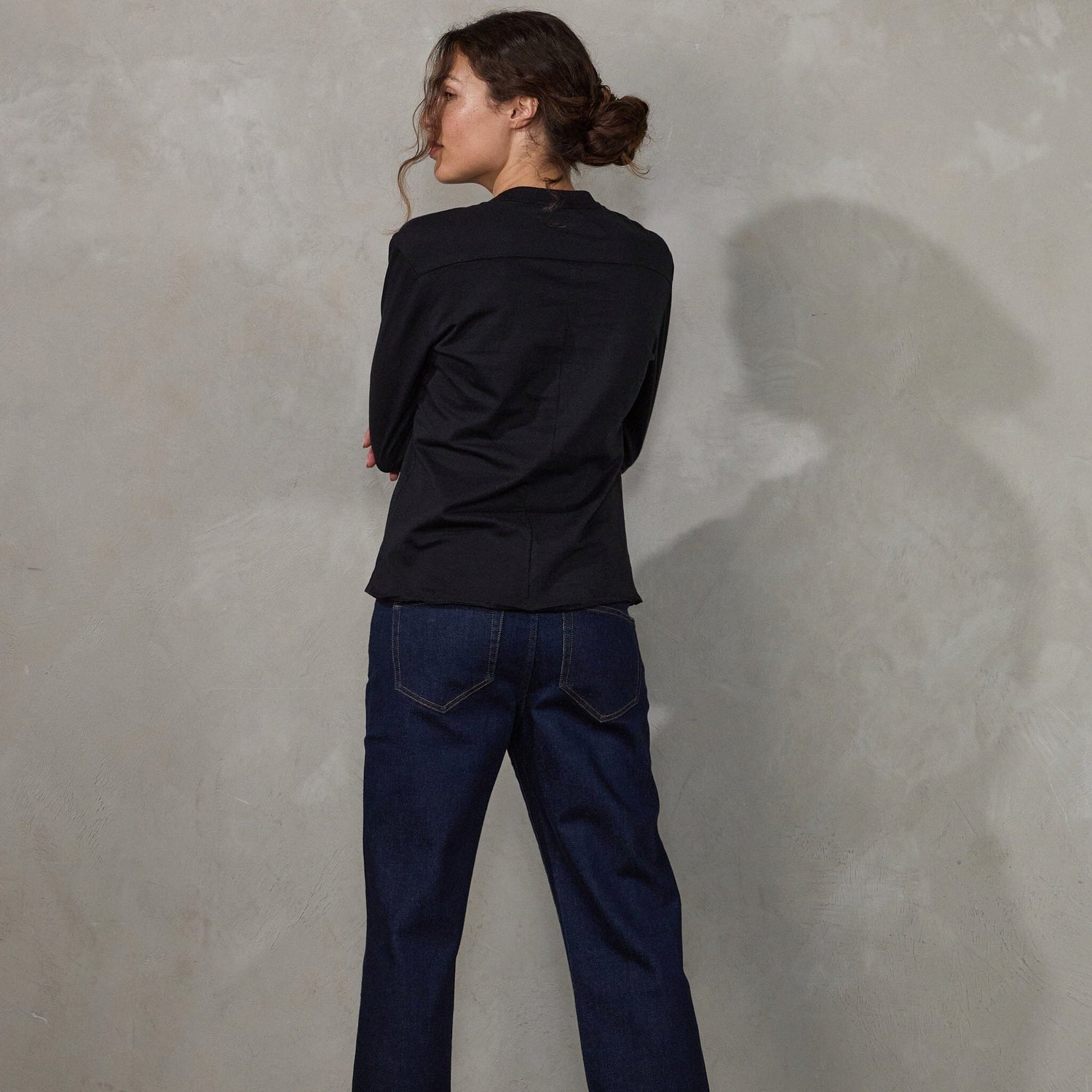 Button Through Shirt Black Shirt Organic Crew