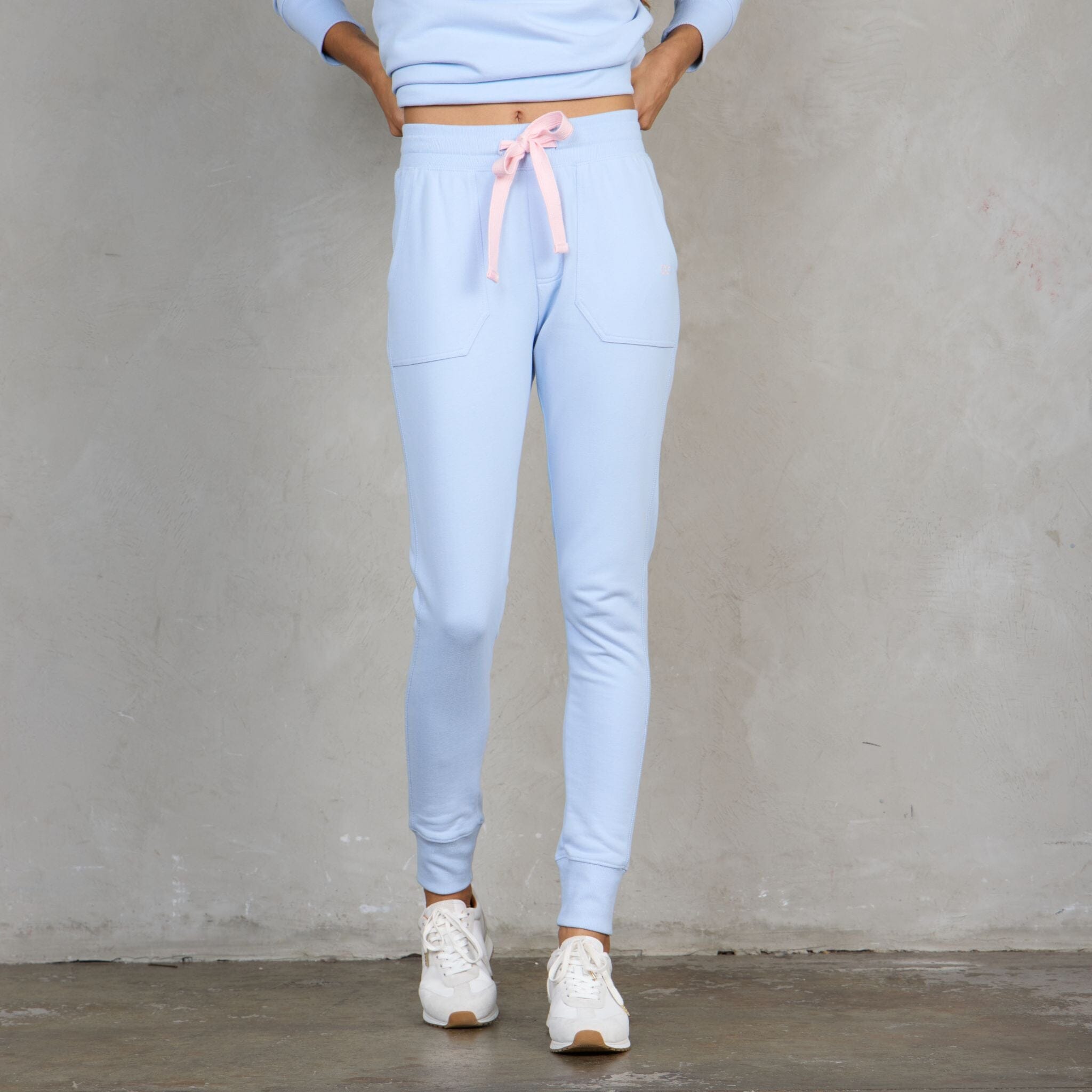 Chloe Organic Cotton Lux Touch Jogger Baby Blue pants Organic Crew