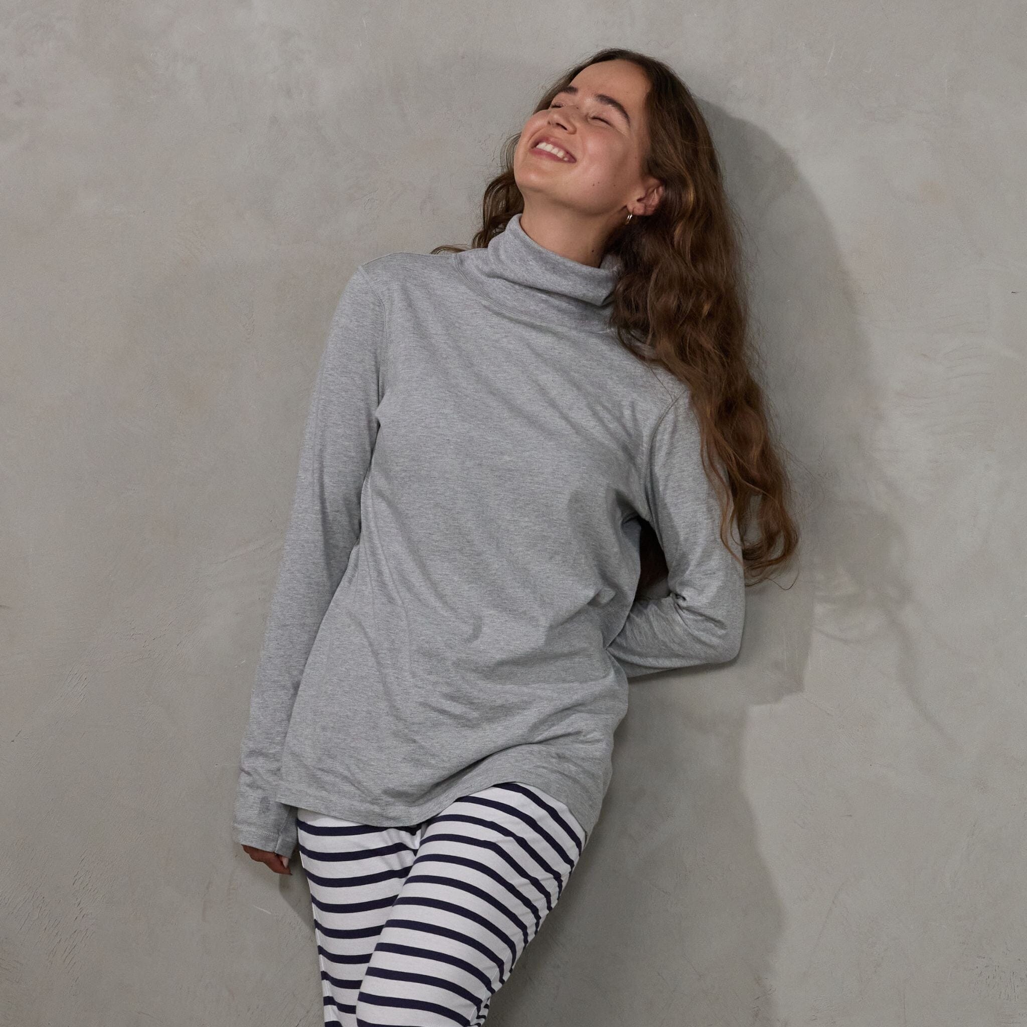 Luna Skivvy Grey Marle skivvy Organic Crew