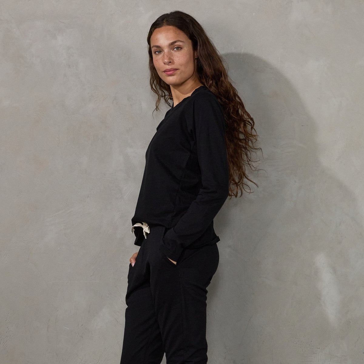 Lounge Pant Black (natural drawstring) pants Organic Crew