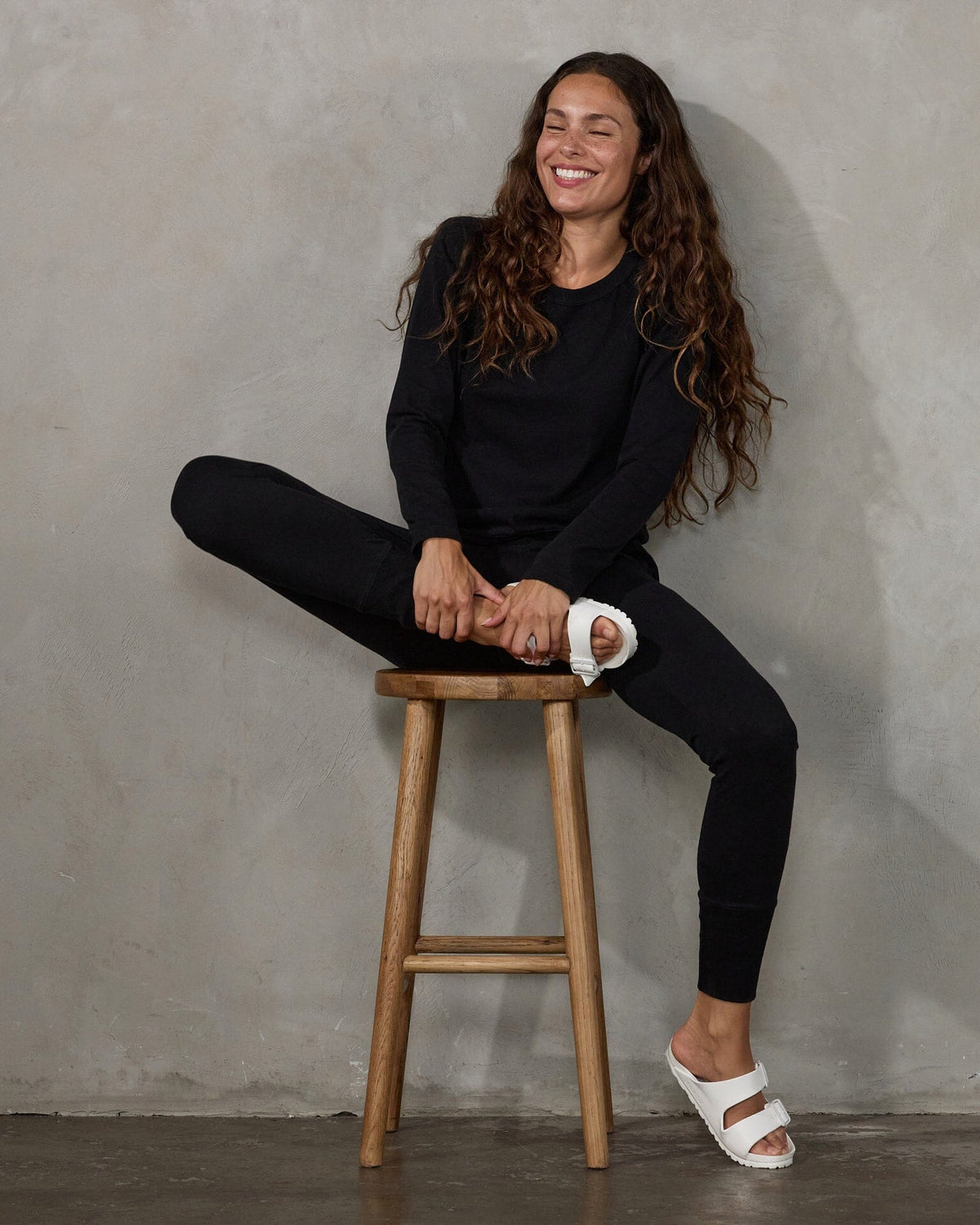Lounge Pant Black (black drawstring) pants Organic Crew