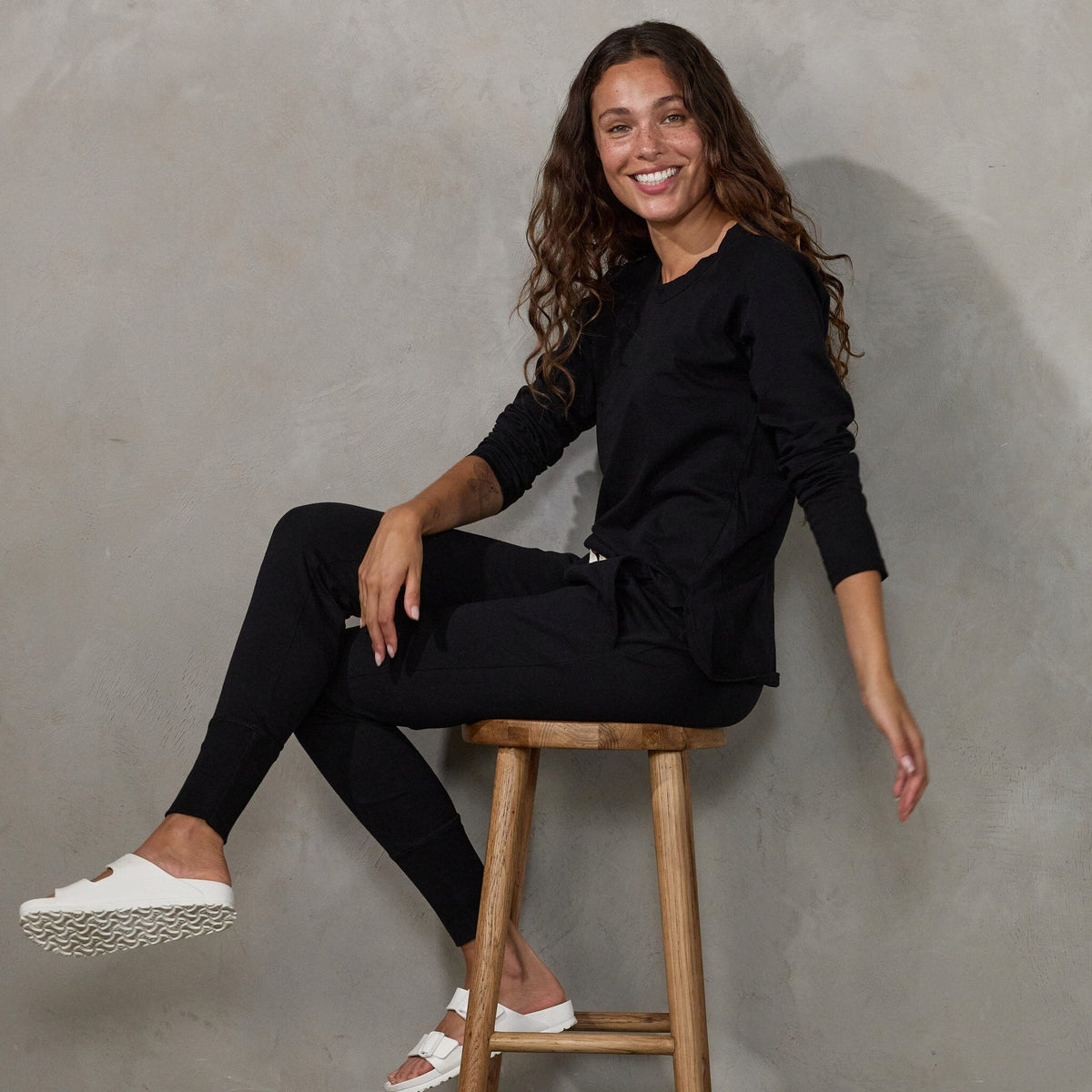 Lounge Pant Black (natural drawstring) pants Organic Crew