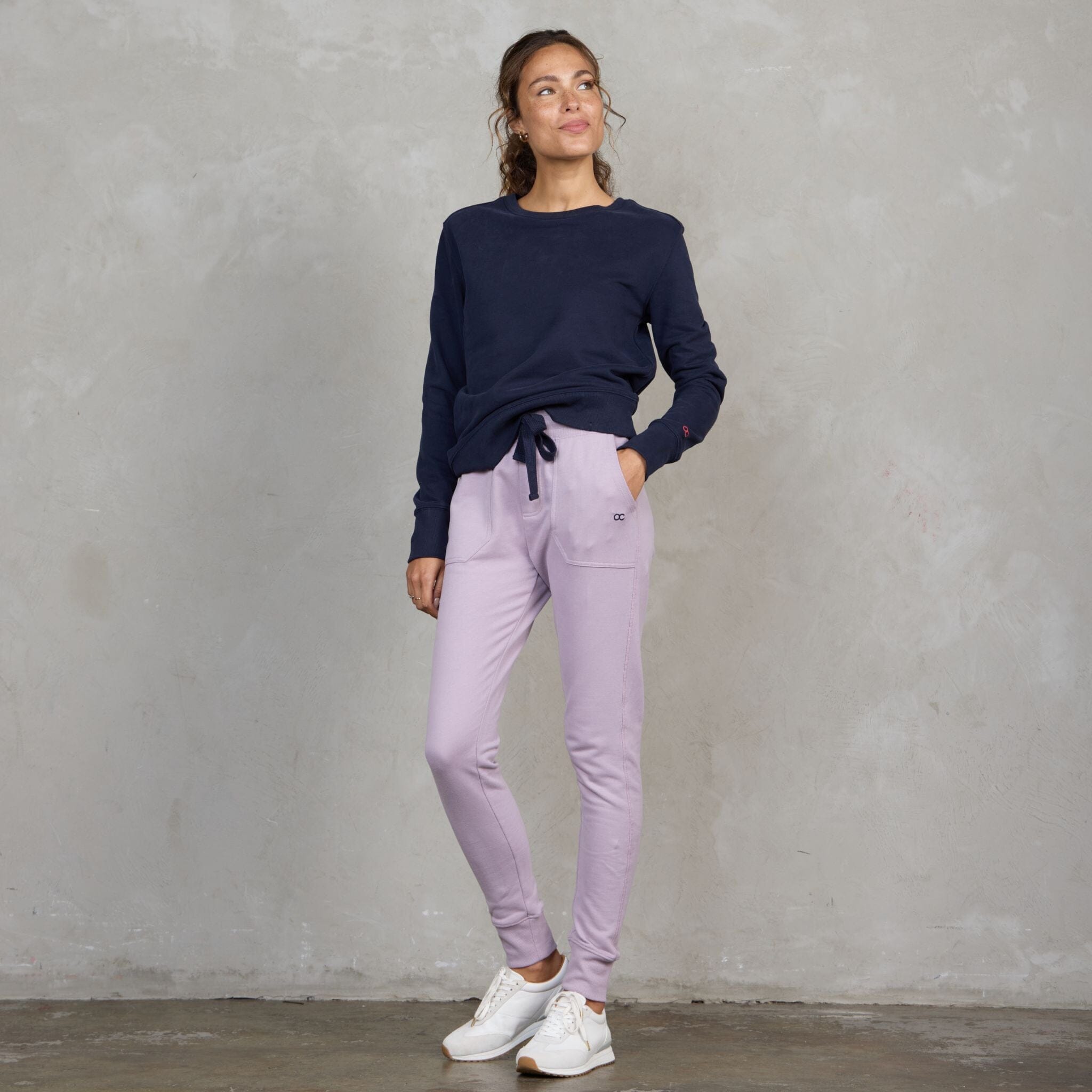 Chloe Organic Cotton Lux Touch Jogger Dusty Rose pants Organic Crew