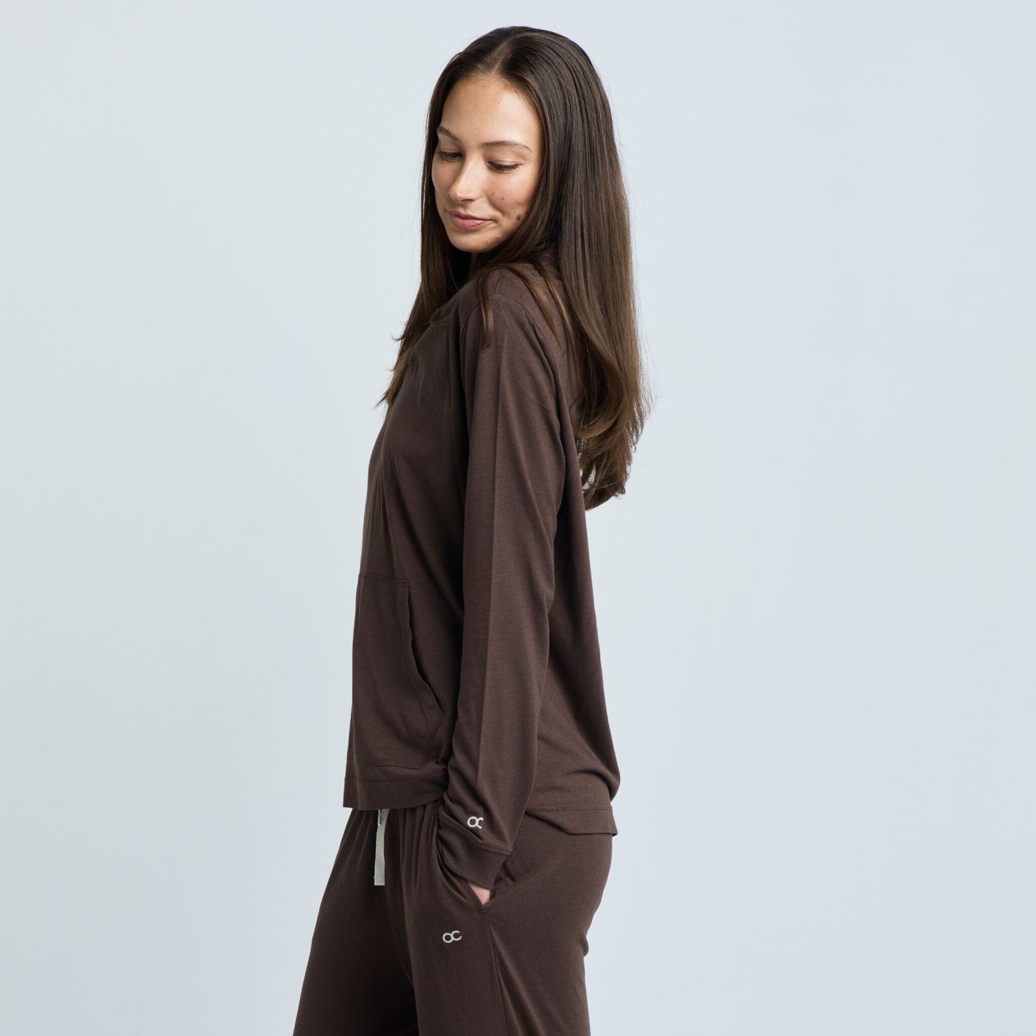 Alexi Bamboo & Organic Cotton Travel Suit Chocolate (2-Piece Ensemble) Lounge Suit Organic Crew