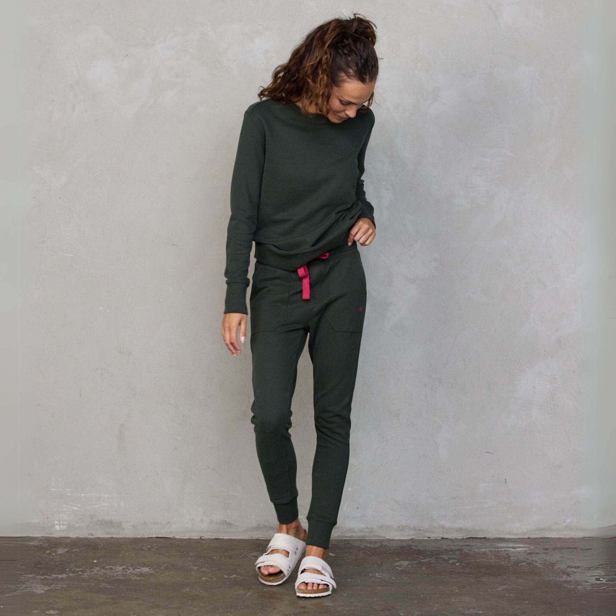 Chloe Lux Jogger Deep Khaki pants Organic Crew