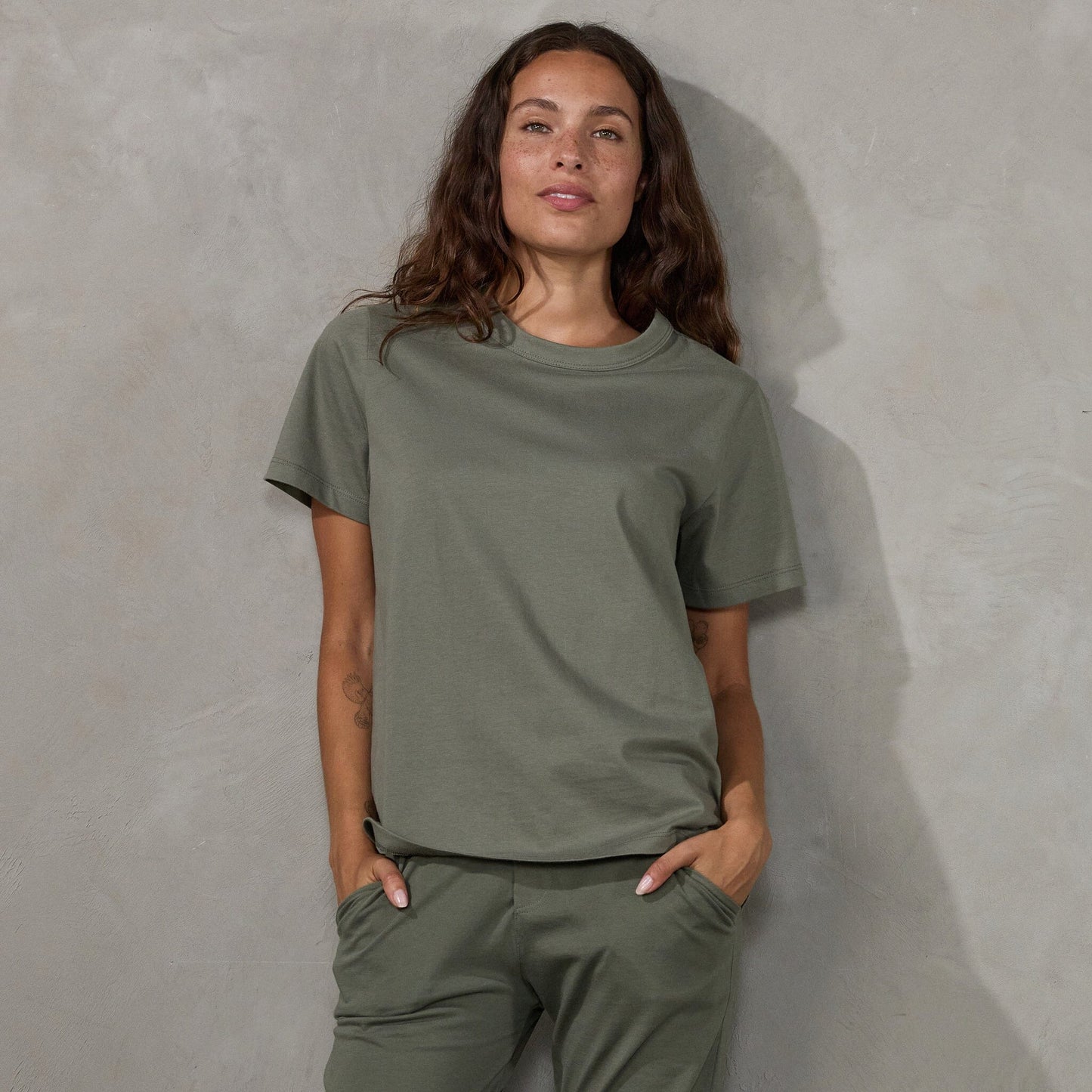 Boyfriend Tee Khaki Tee Shirt Organic Crew