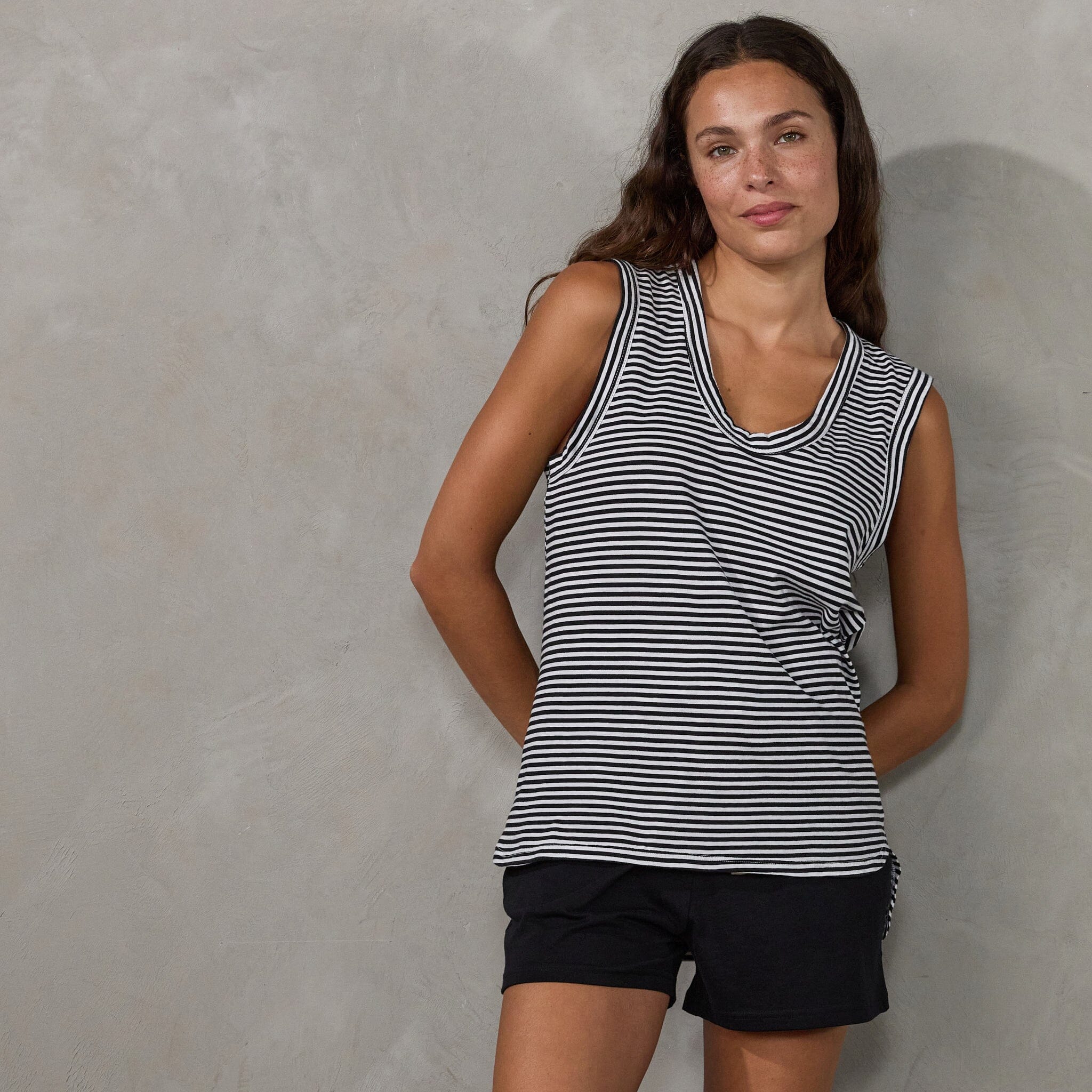 Perfecto Tank Fine Stripe Tank Organic Crew