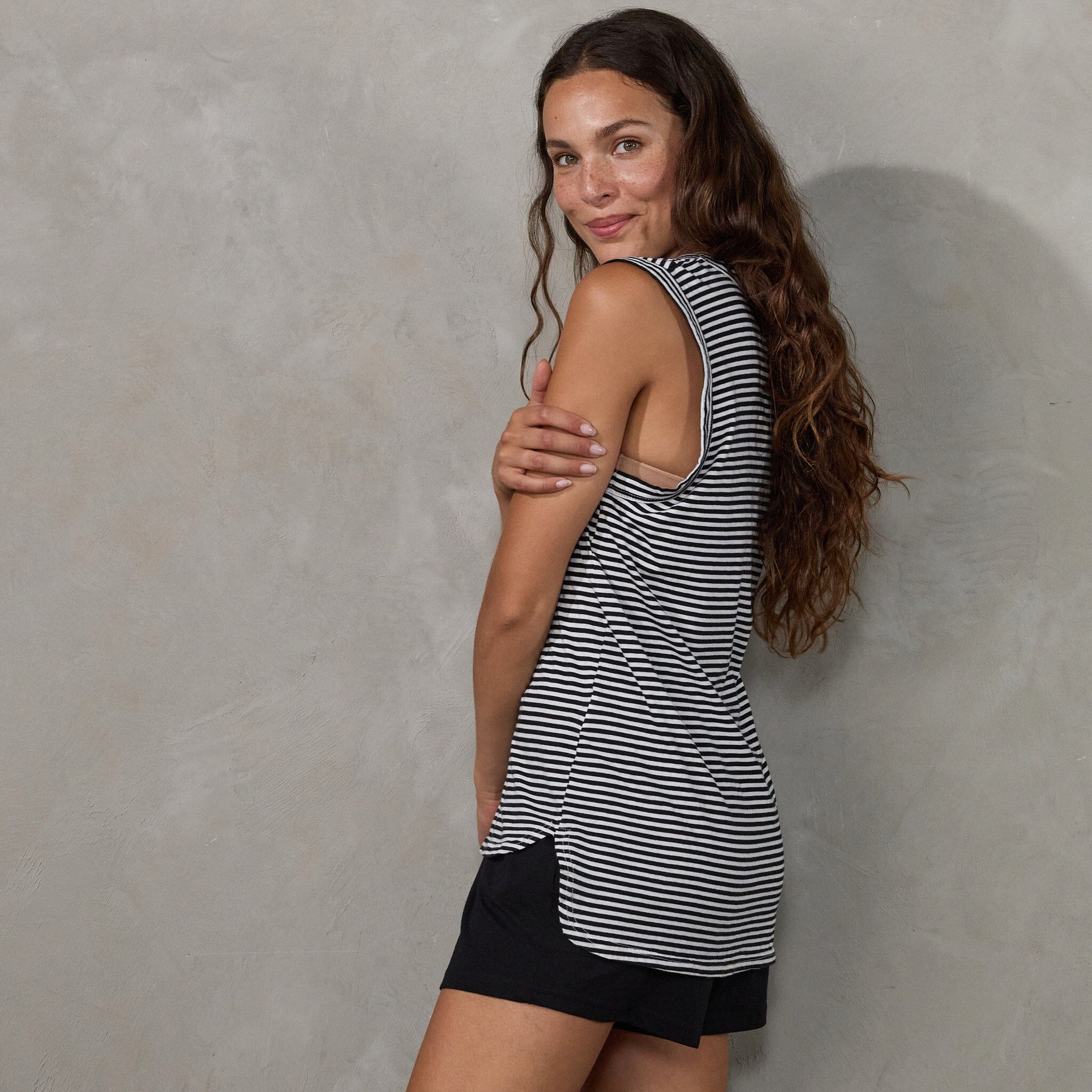 Perfecto Tank Fine Stripe Tank Organic Crew