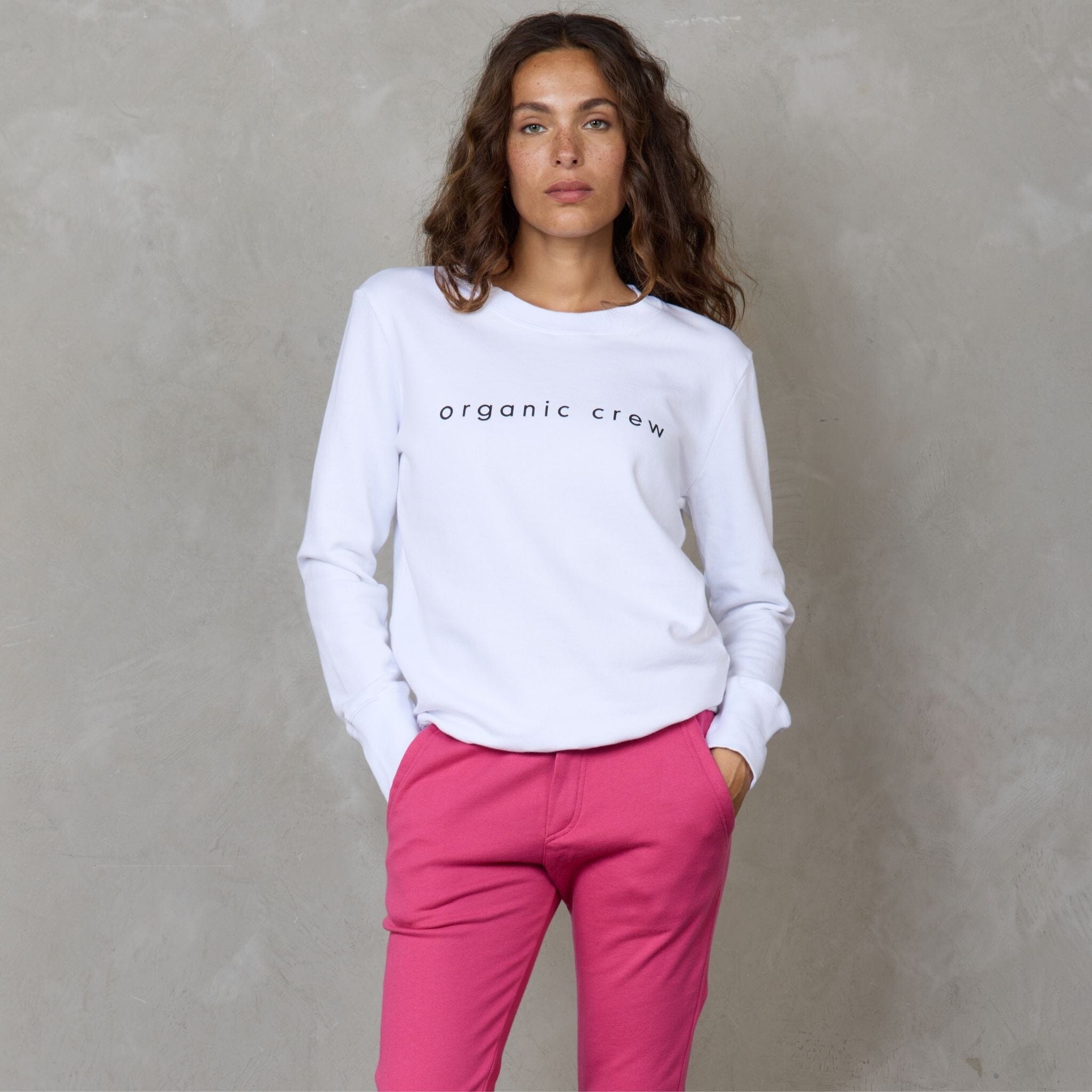Boyfriend Organic Cotton Sweater Logo White Sweater Organic Crew