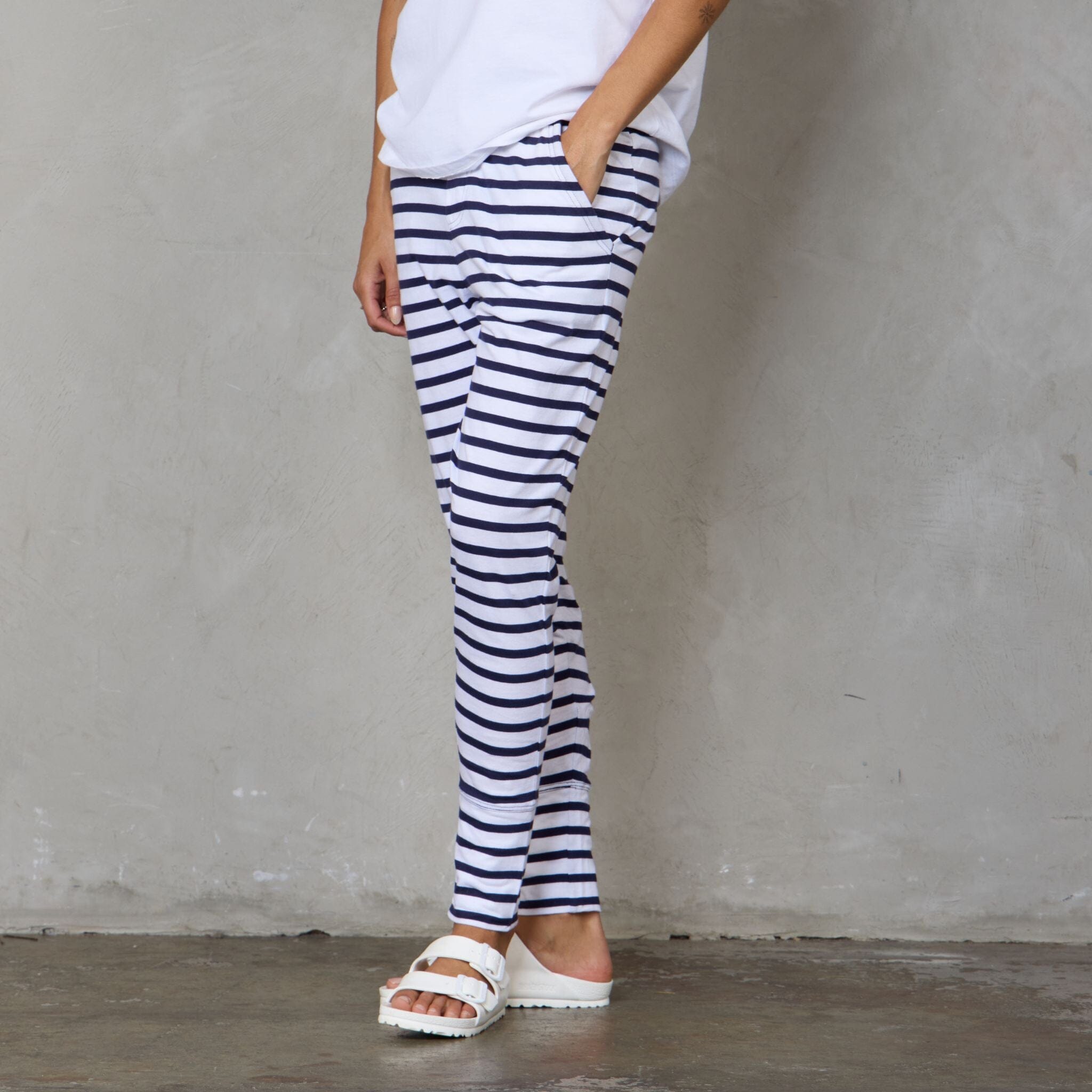 Lounge Pant Organic Cotton Navy & White Stripe pants Organic Crew