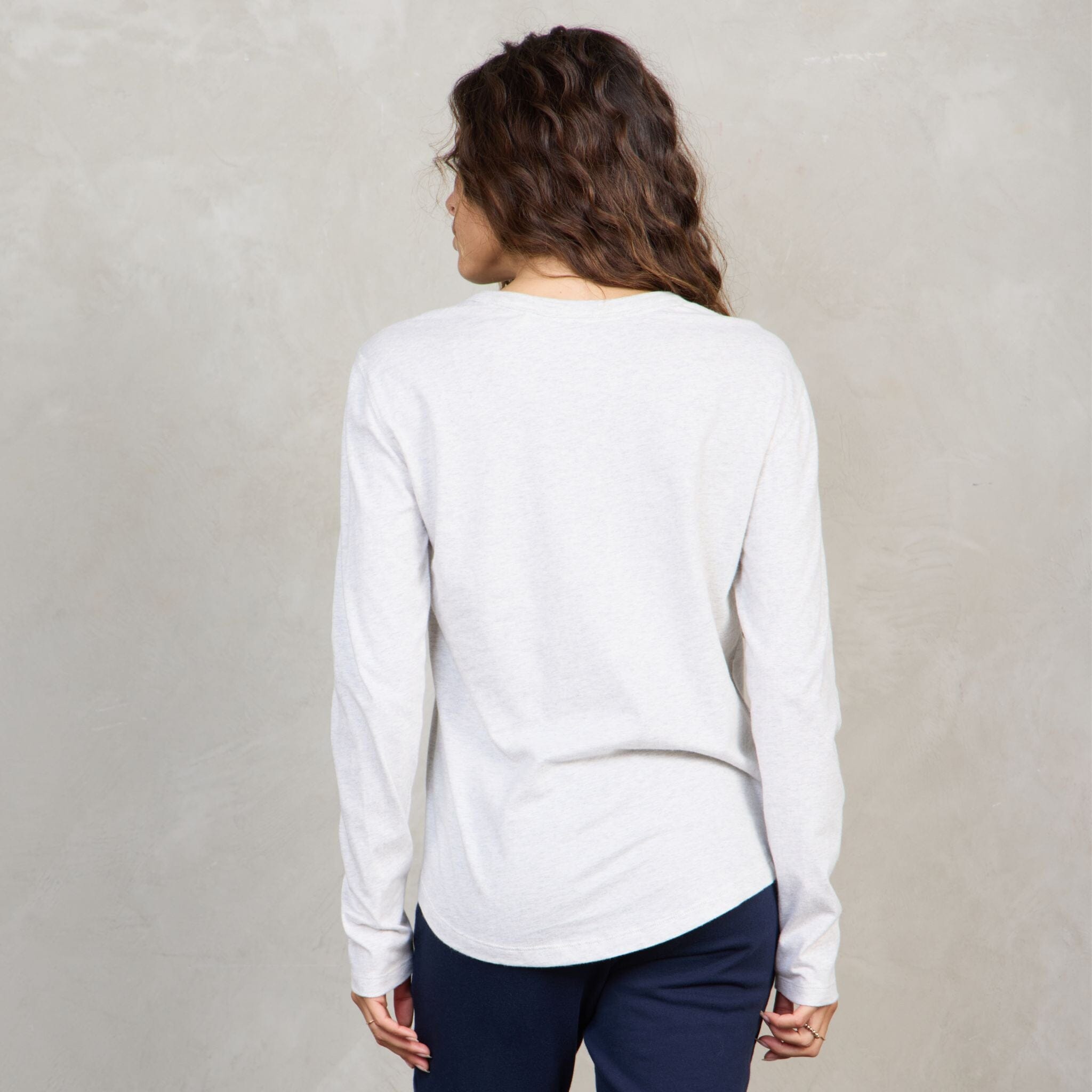 Lily Organic Cotton Long Sleeve Tee Grey Marle l/s tee Organic Crew