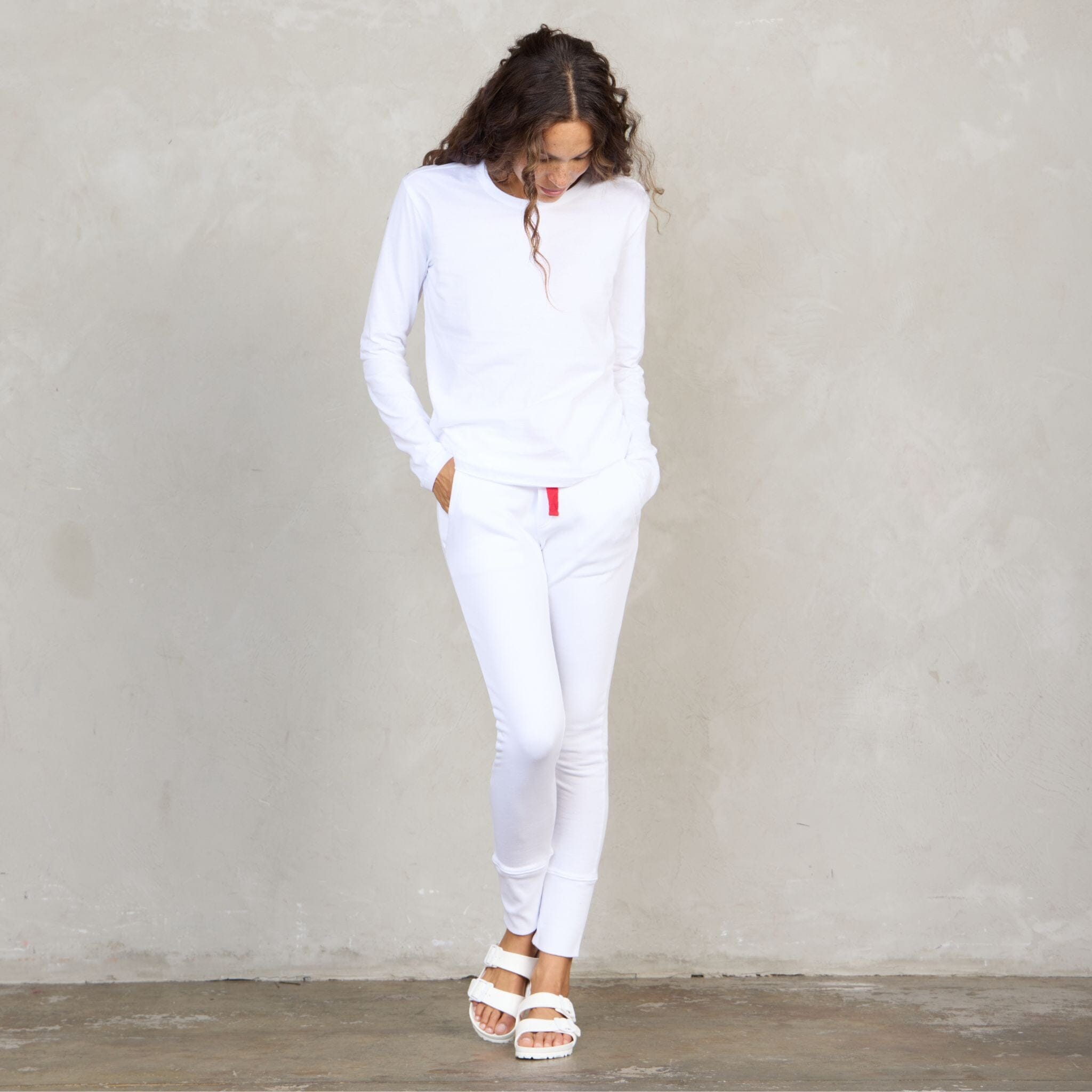 Lily Organic Cotton Long Sleeve Tee White l/s tee Organic Crew