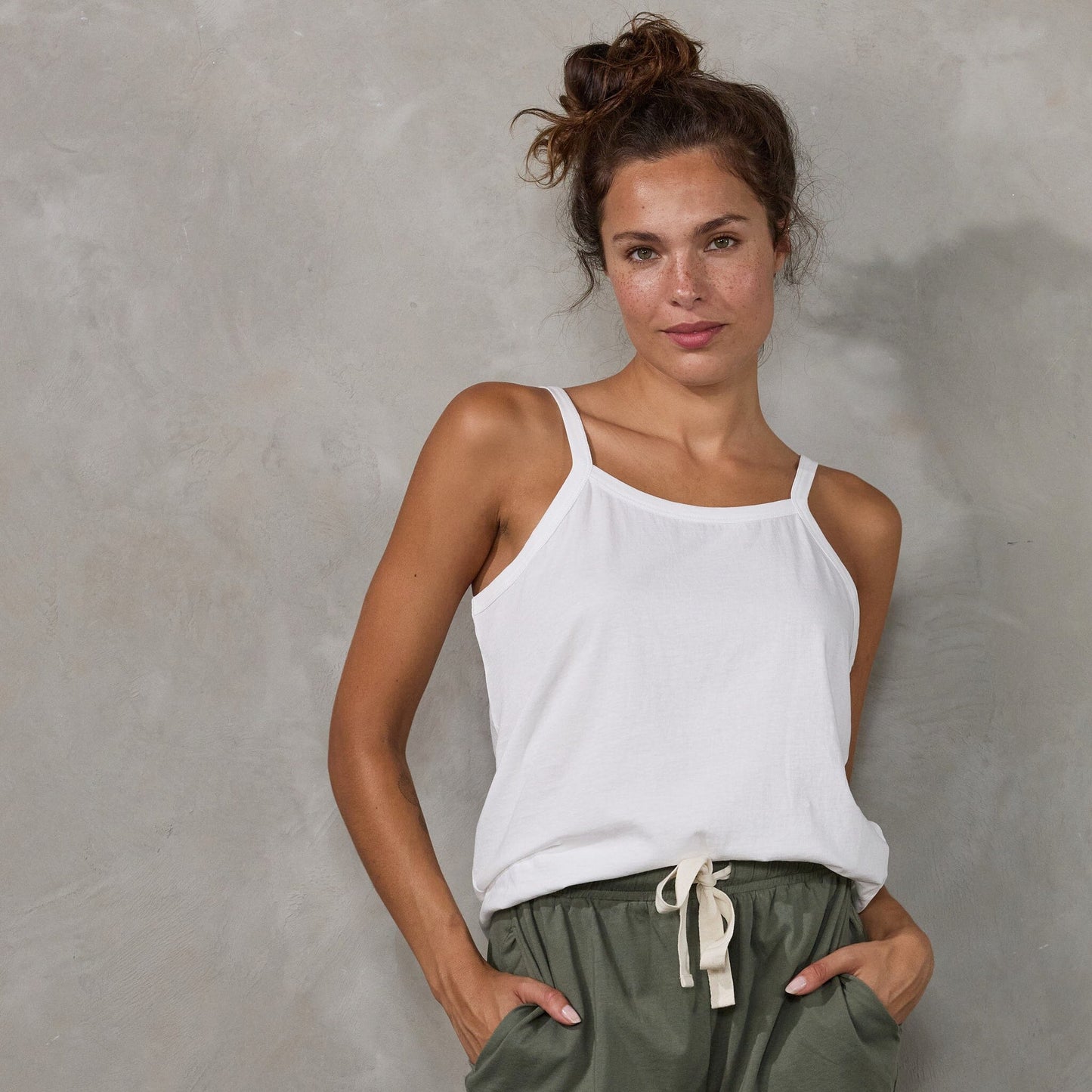 Spindrift Singlet White Tank Organic Crew