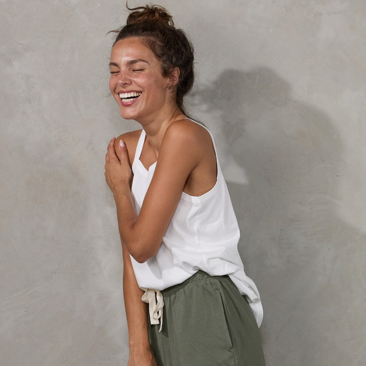 Spindrift Singlet White Tank Organic Crew