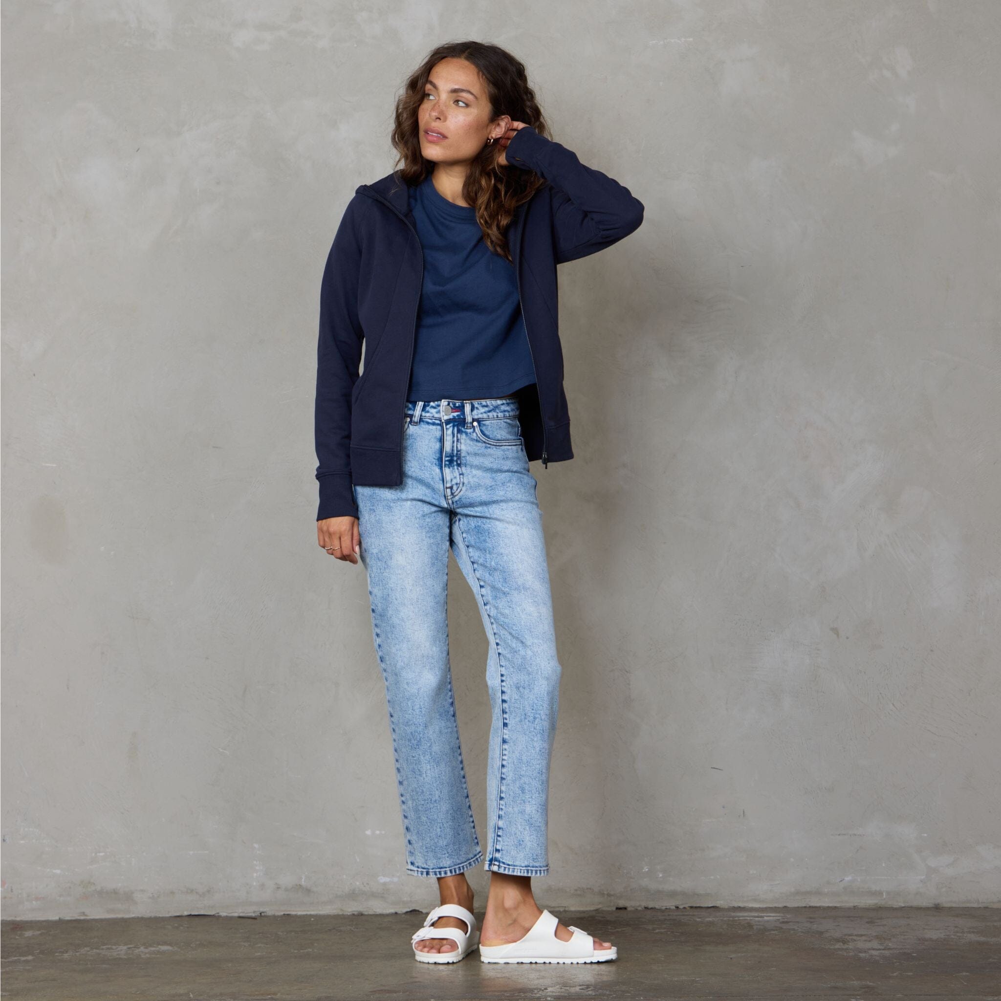Teddy Organic Cotton Straight Leg Jean Snow Wash pants Organic Crew