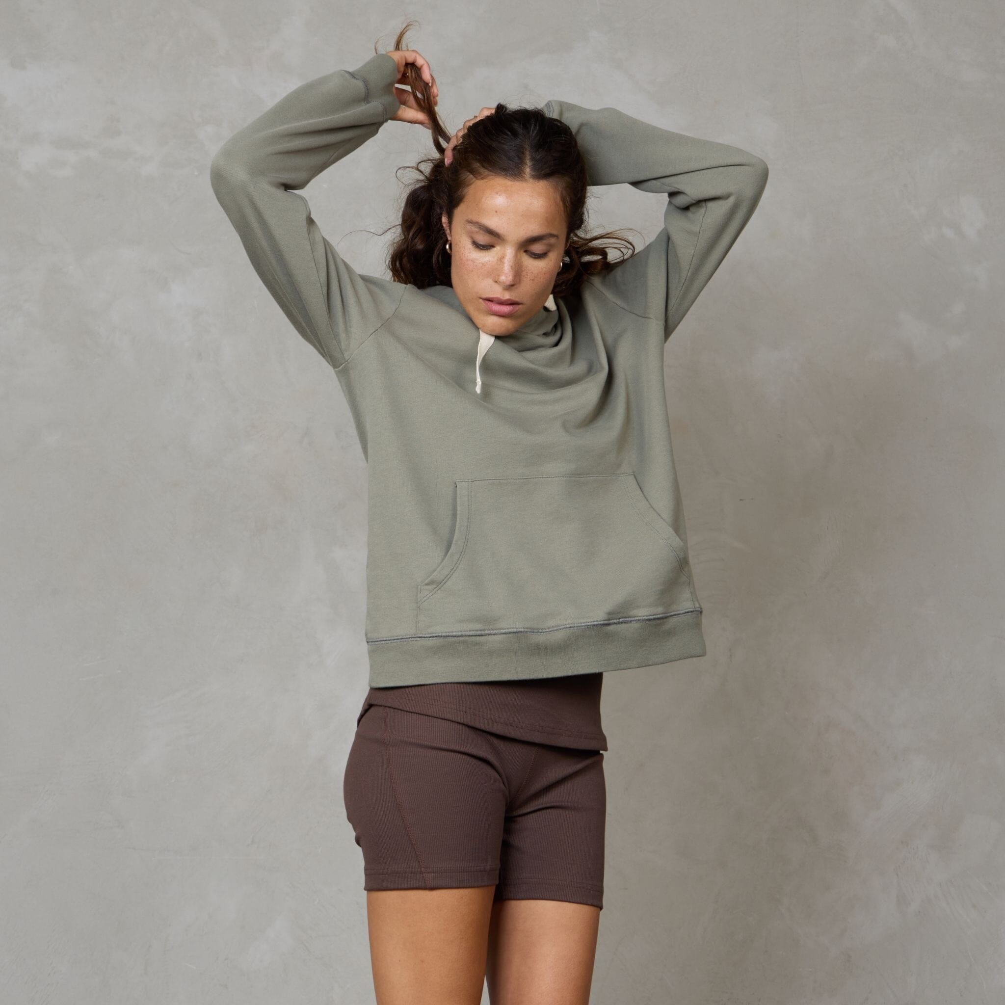 Gaia Organic Cotton Ribbed High Rise Yoga Bike Short Chocolate shorts Organic Crew