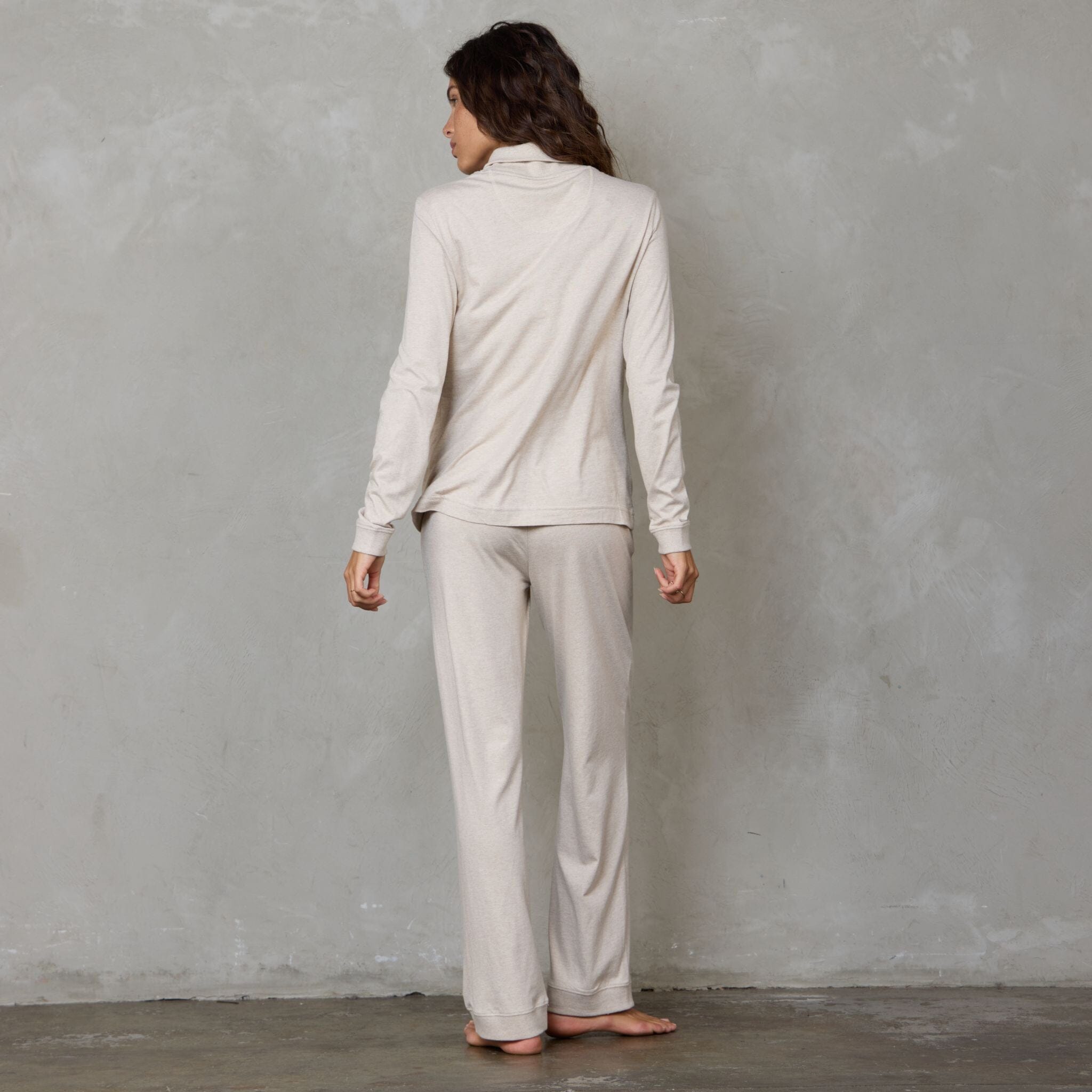 Alexi Luxury Bamboo and Organic Cotton Lounge Suit Oatmeal Lounge Suit Organic Crew
