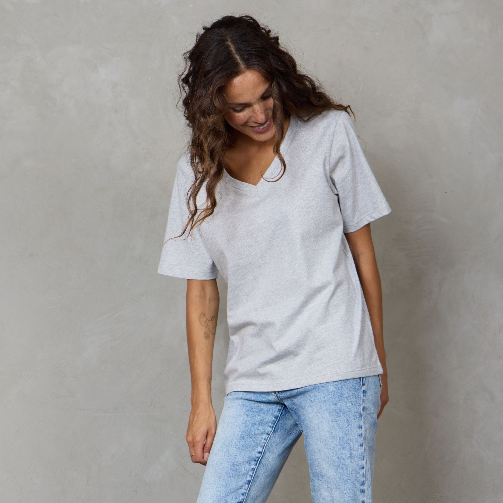 Vie Organic Cotton Tee Grey Tee Shirt Organic Crew