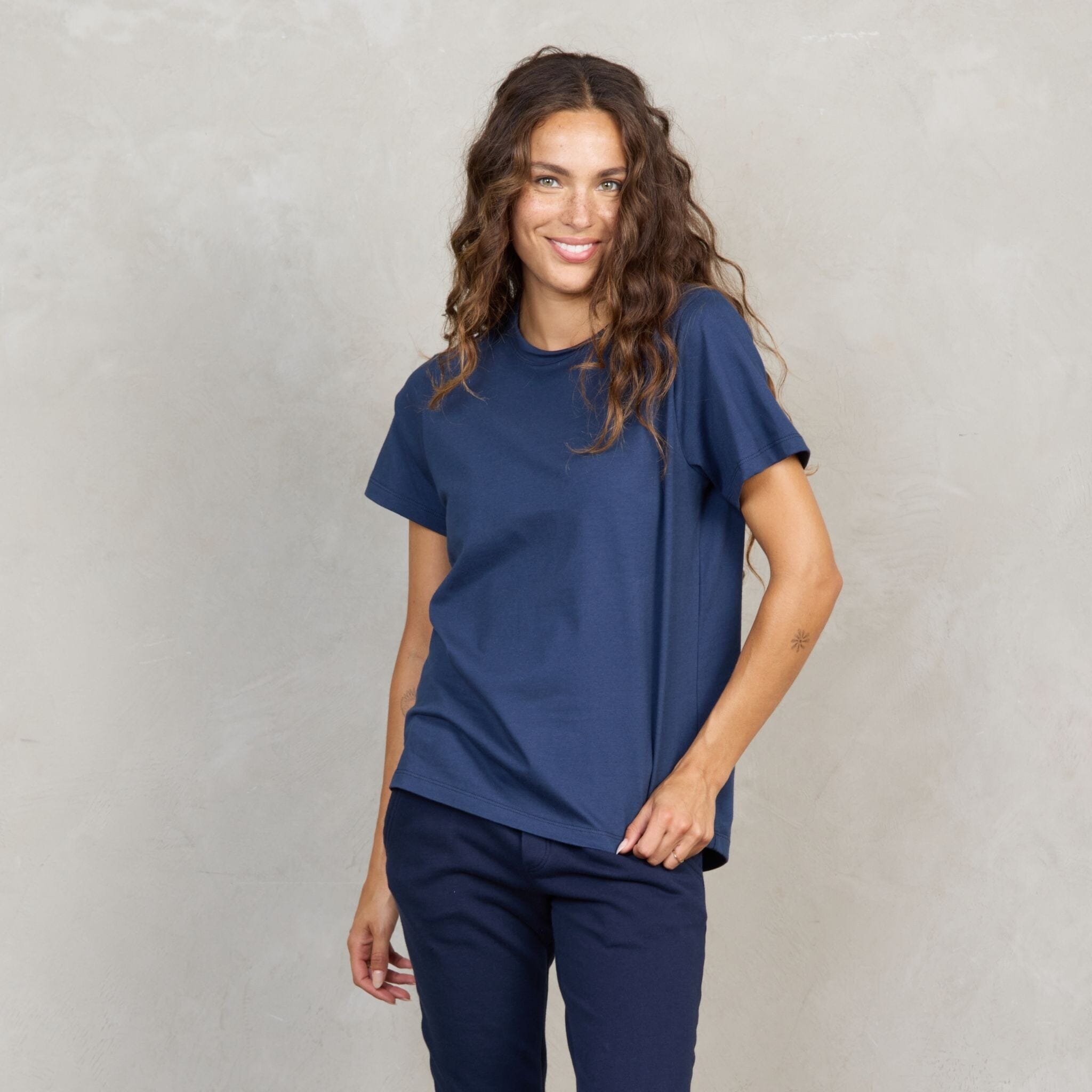 Boyfriend Organic Cotton Tee Navy Tee Shirt Organic Crew