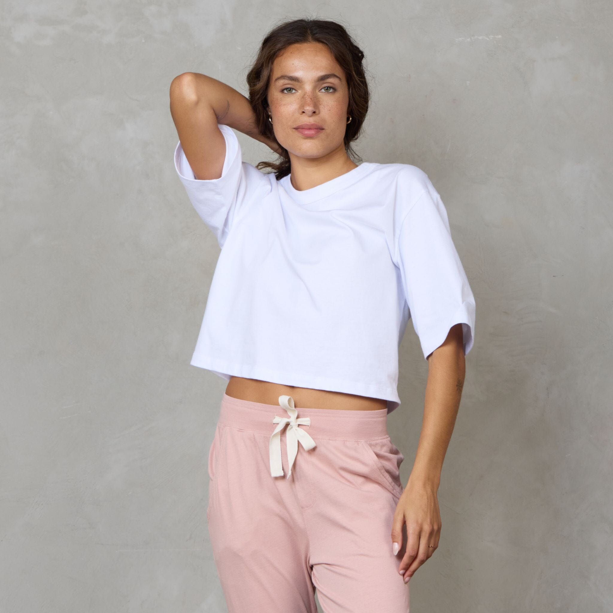 Luna Organic Cotton Cropped Tee White Tee Shirt Organic Crew