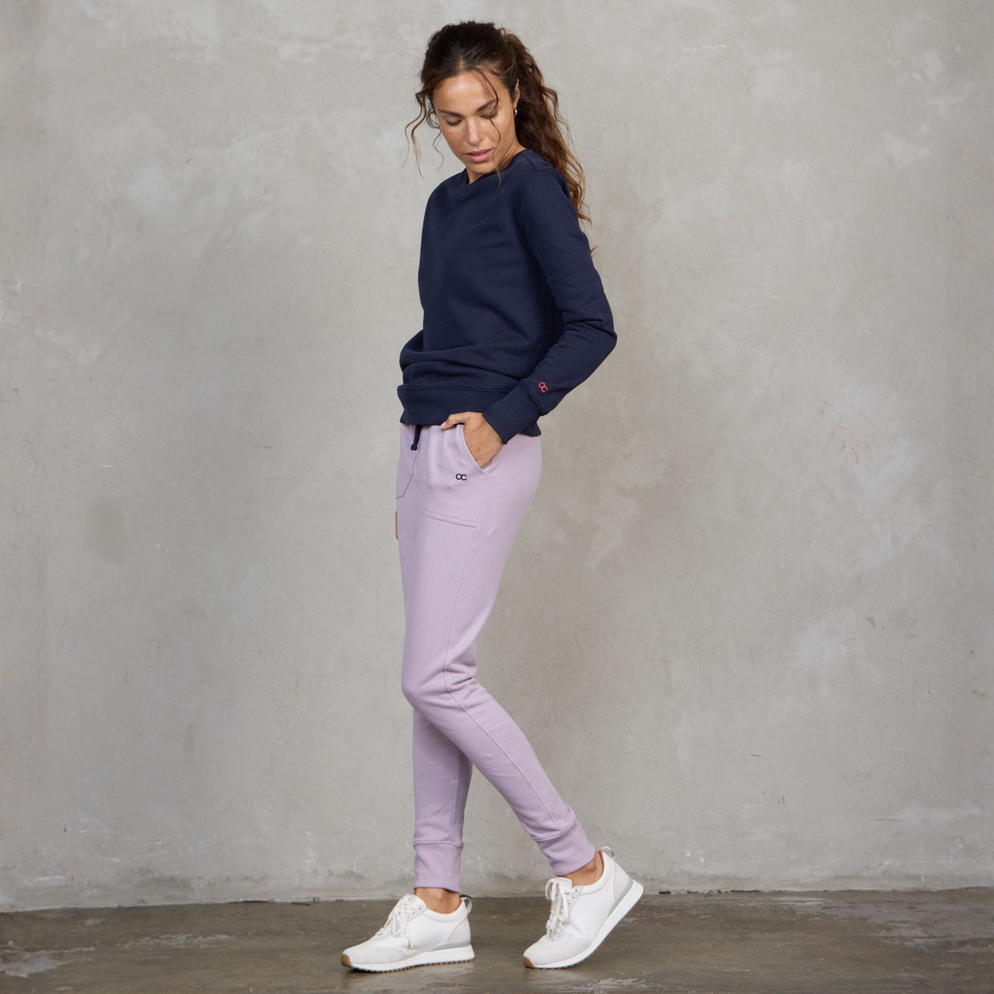 Chloe Organic Cotton Lux Touch Jogger Dusty Rose pants Organic Crew