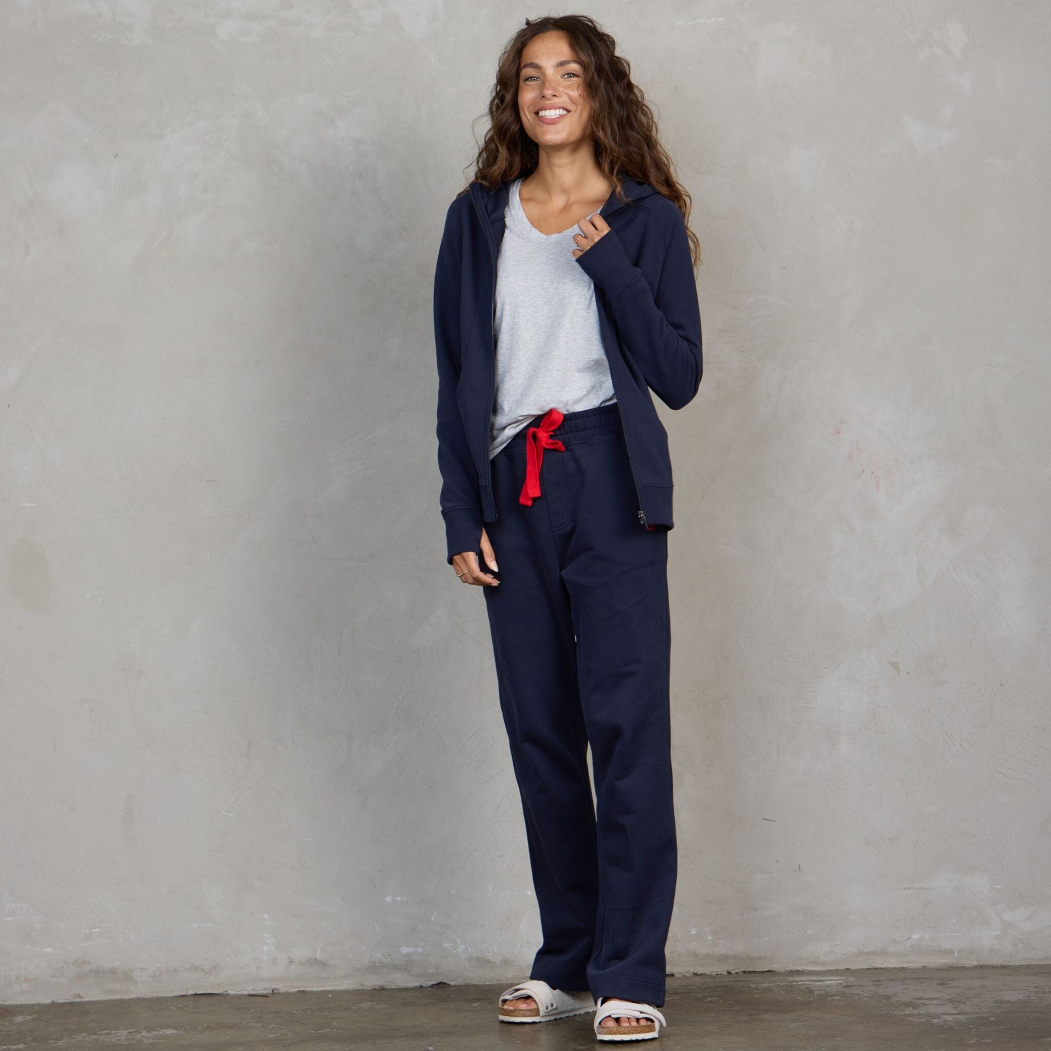 Chloe Organic Cotton Lux Touch Straight Leg Pant Navy pants Organic Crew