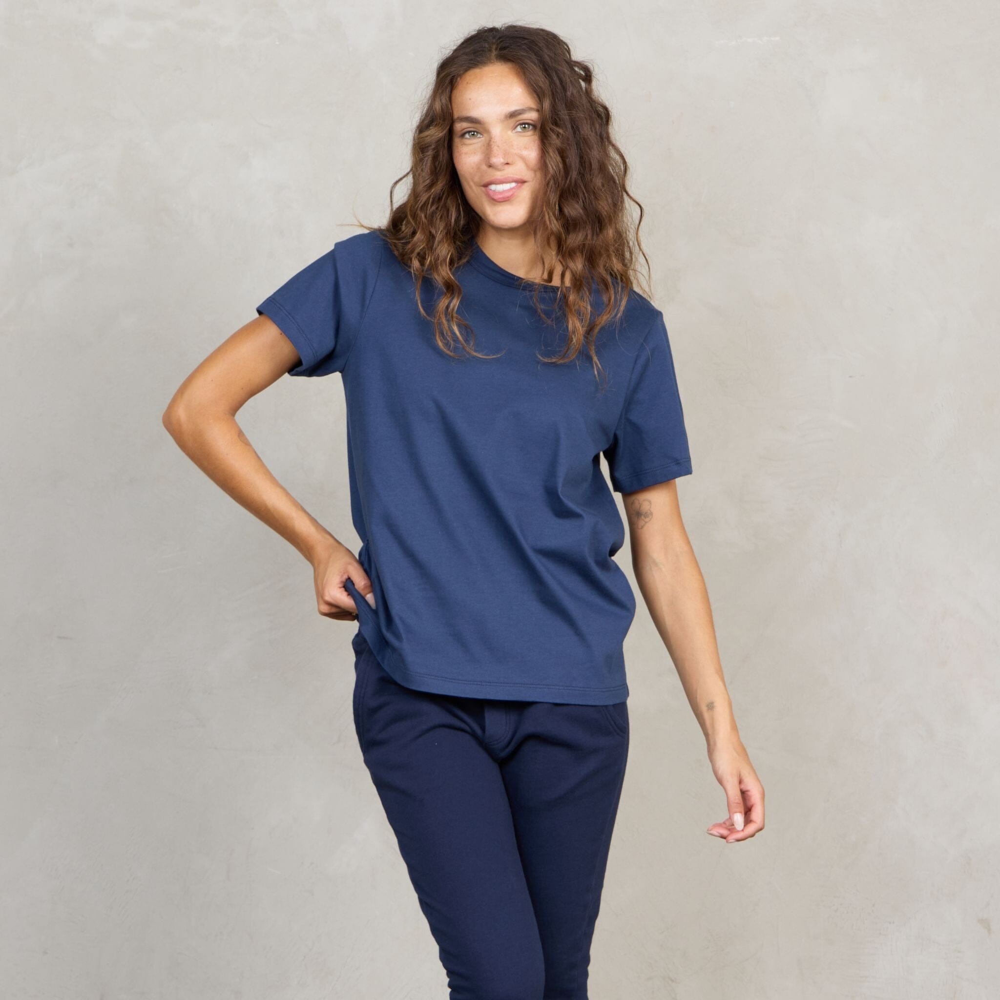 Boyfriend Organic Cotton Tee Navy Tee Shirt Organic Crew