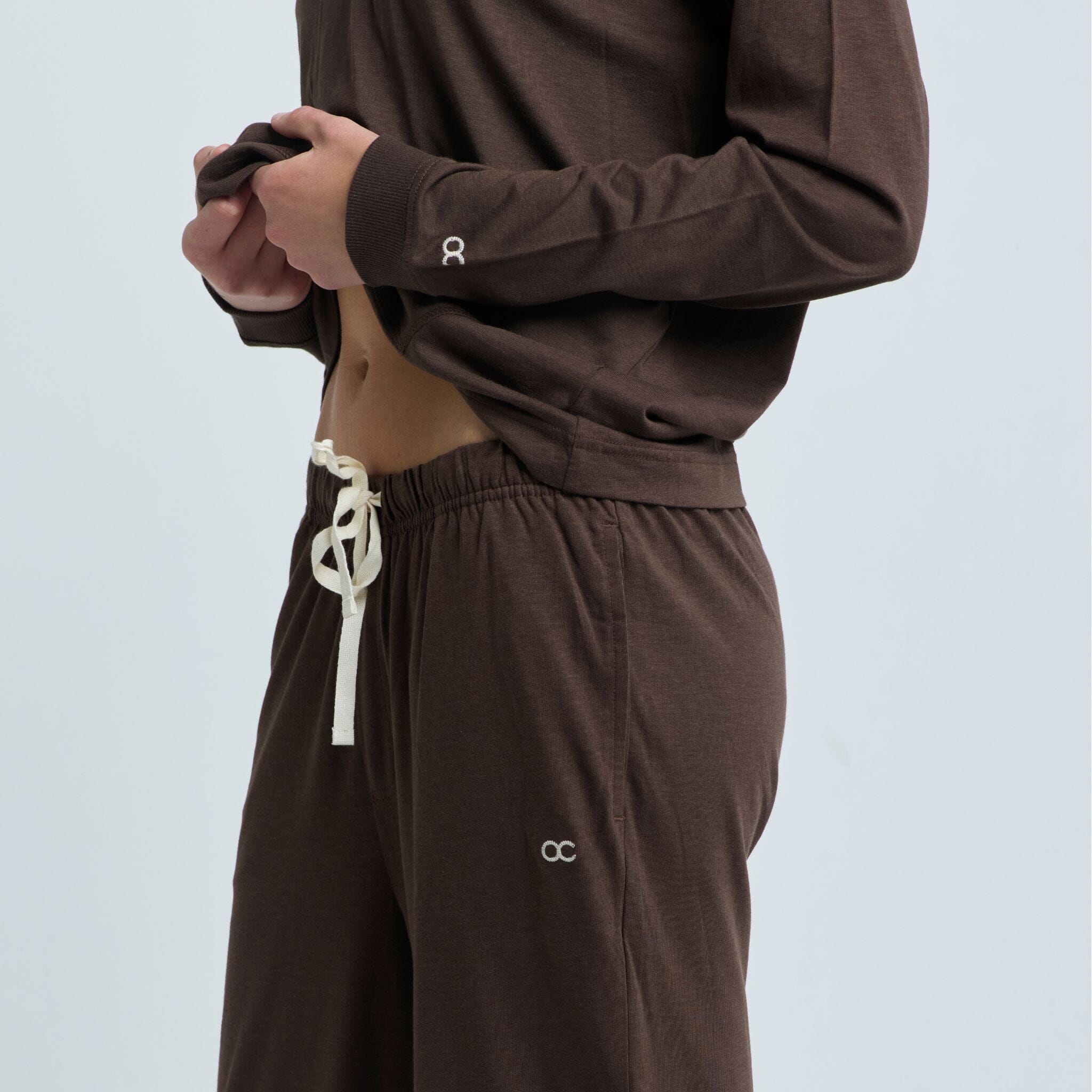 Alexi Bamboo & Organic Cotton Travel Suit Chocolate (2-Piece Ensemble) Lounge Suit Organic Crew